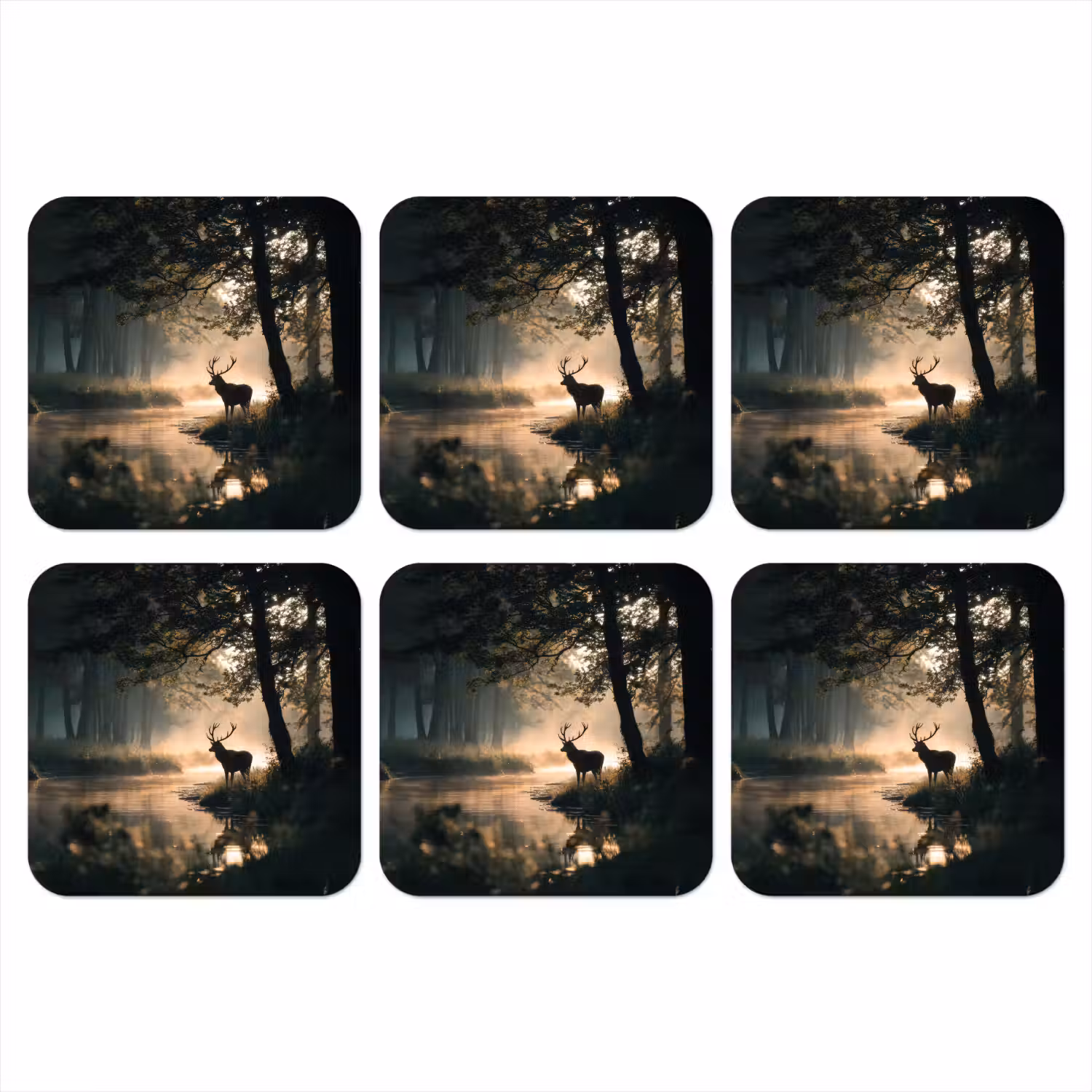 Hert - Bosbeek - Mystiek onderzetter kurk middel -3d
