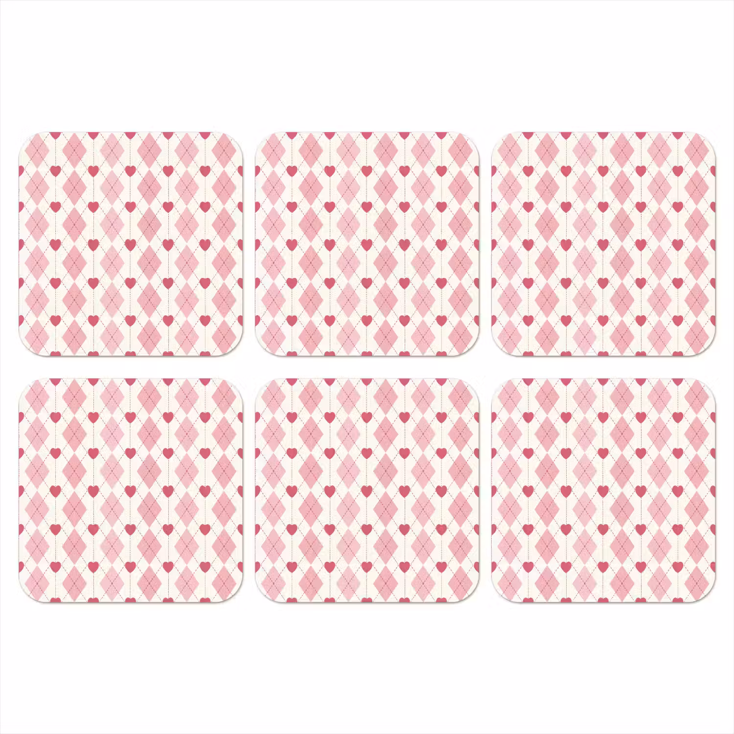 Ruiten - Klassiek - Roze - Wit onderzetter kurk middel 366 -3d