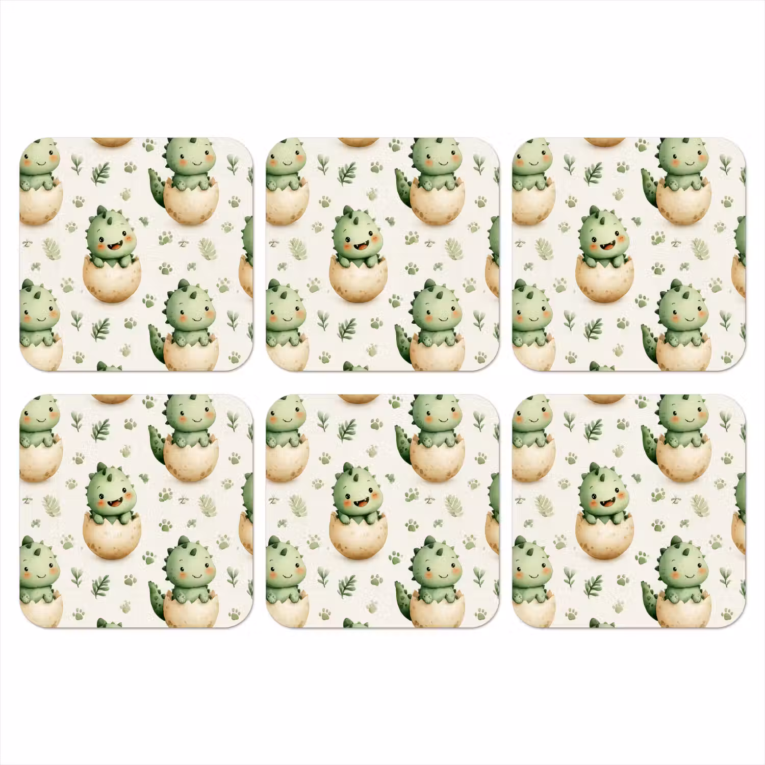Dino - Eieren - Groen onderzetter kurk middel 366 -3d
