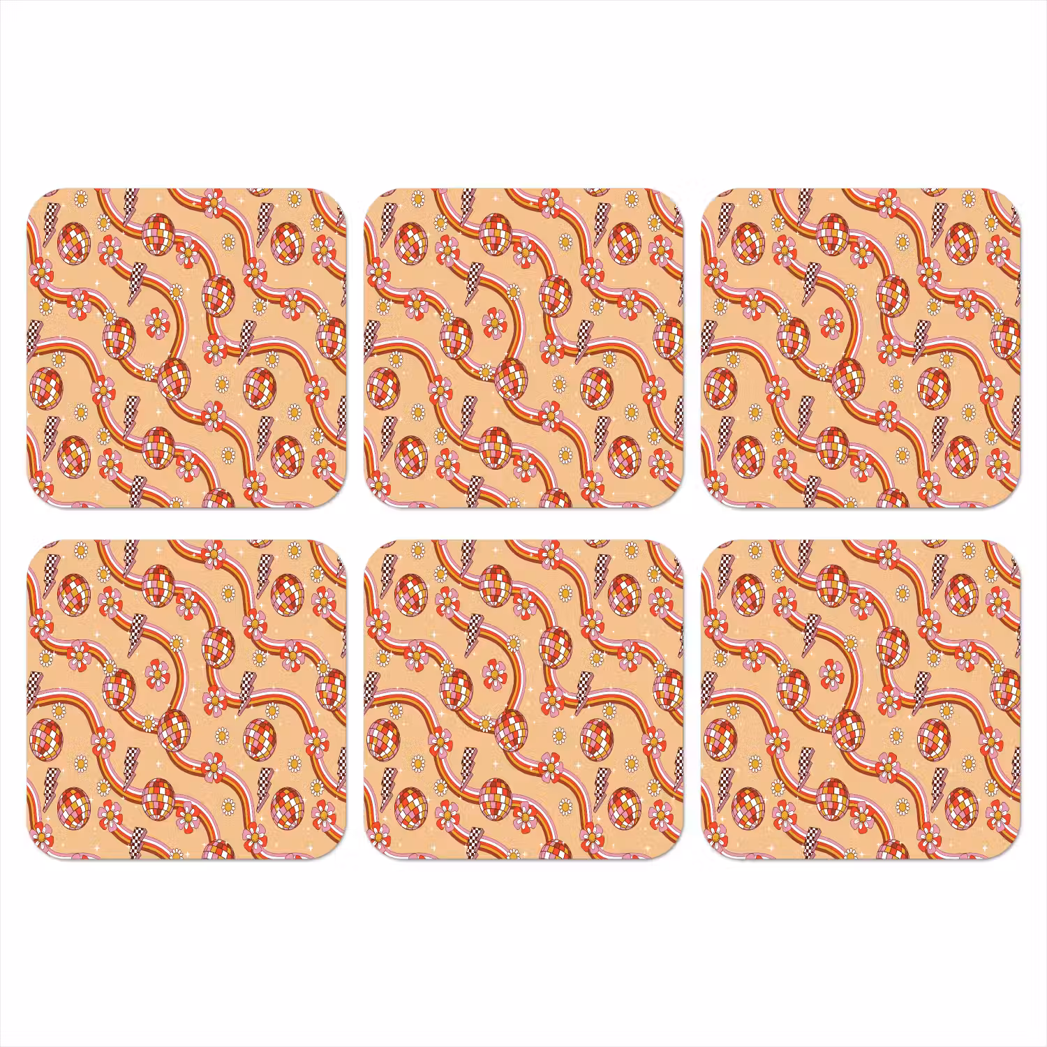 Disco - Patroon - Lijnen onderzetter kurk middel 366 -3d