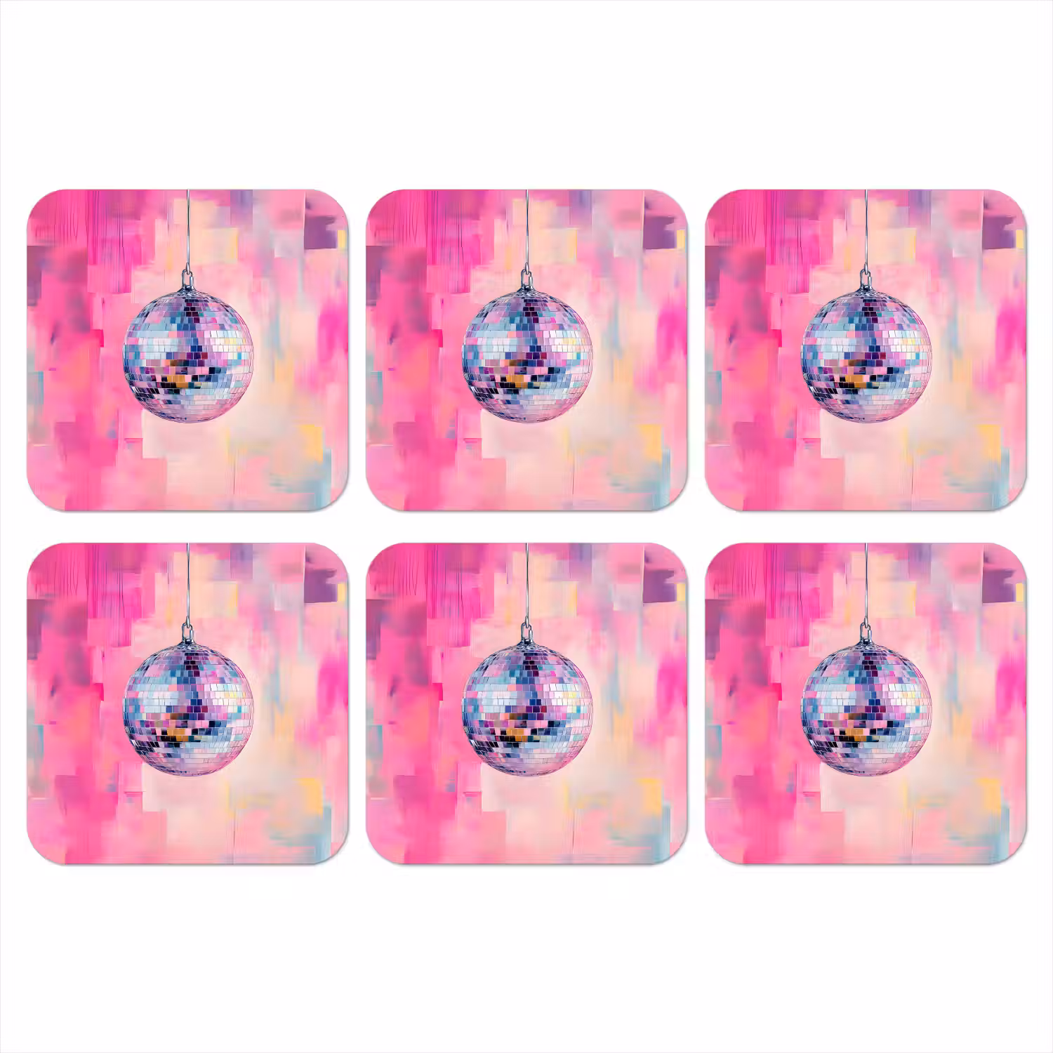 Discobal - Pink - Verf onderzetter kurk middel -3d
