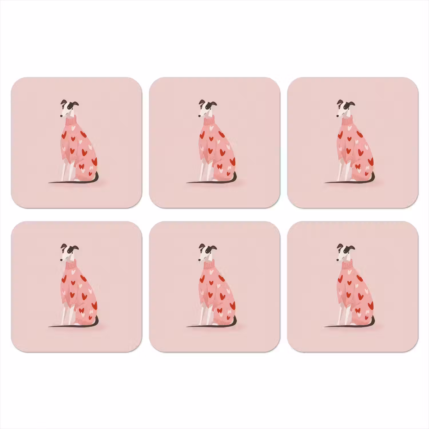 Hond - Hartjes - Roze onderzetter kurk middel -3d