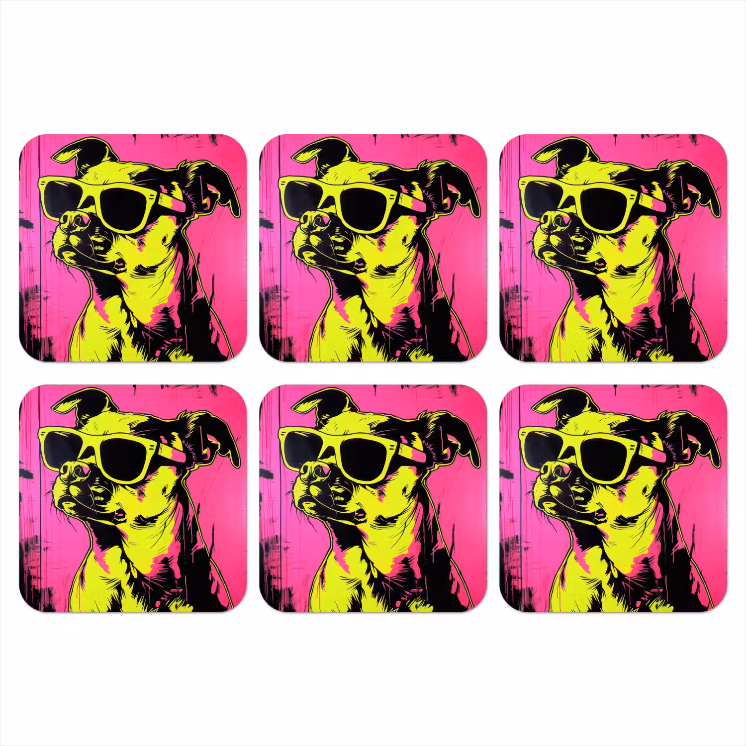 Hond - Zonnebril - Roze - Art onderzetter kurk middel -3d