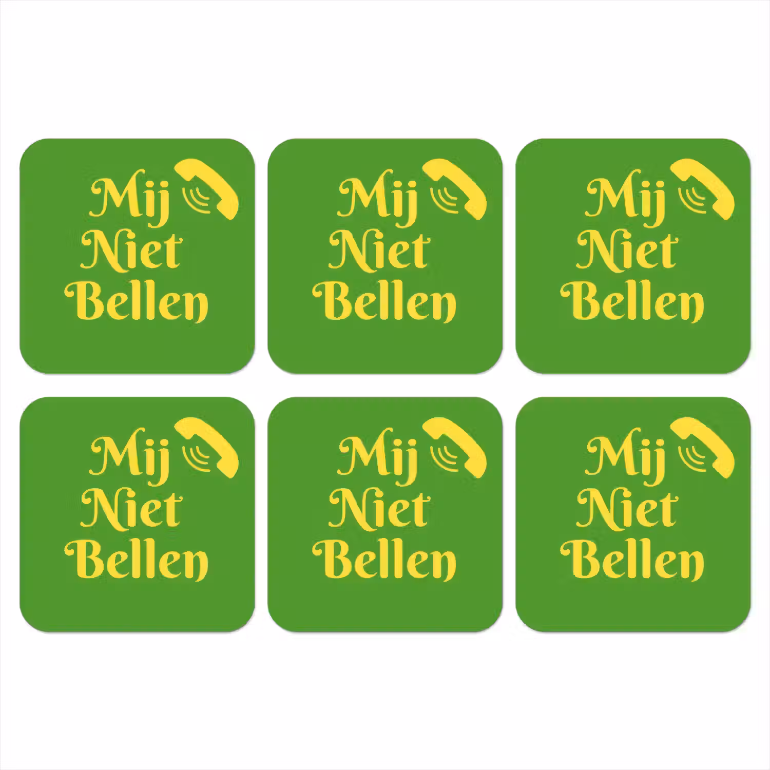 Mij niet bellen - Telefoon - Groen onderzetter kurk middel -3d