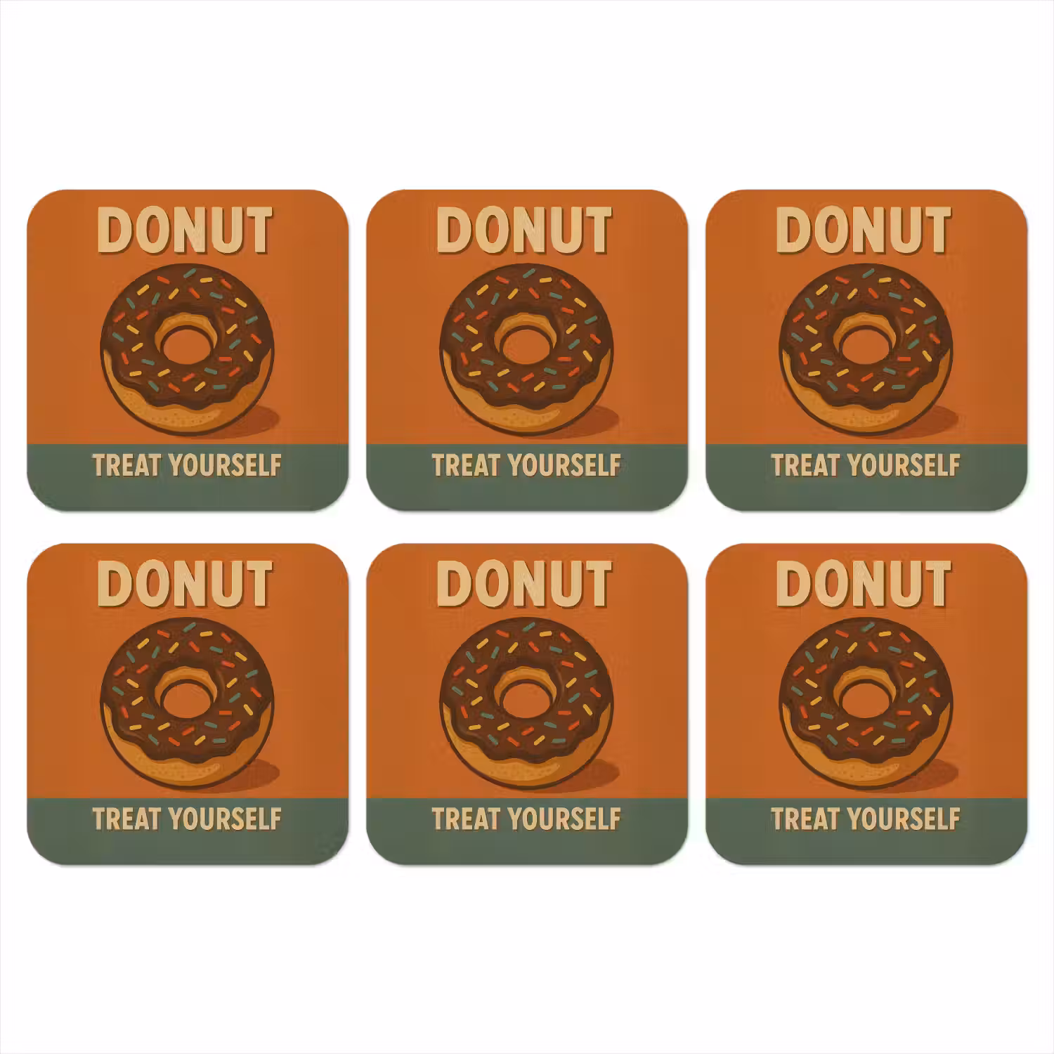 Donut - Spikkels - Kleurrijk - Quote onderzetter kurk middel -3d