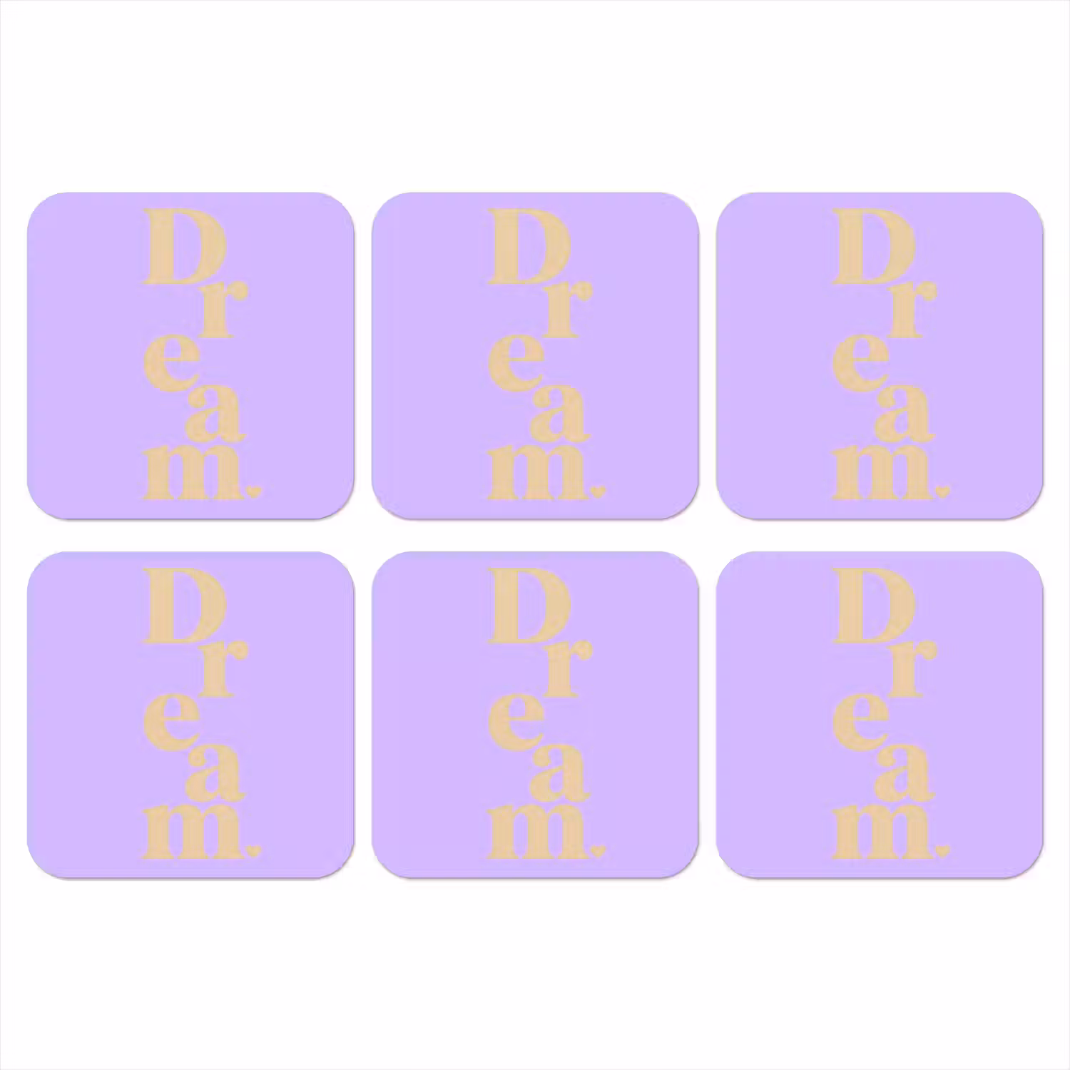 Dream - Paars - Typografisch onderzetter kurk middel -3d