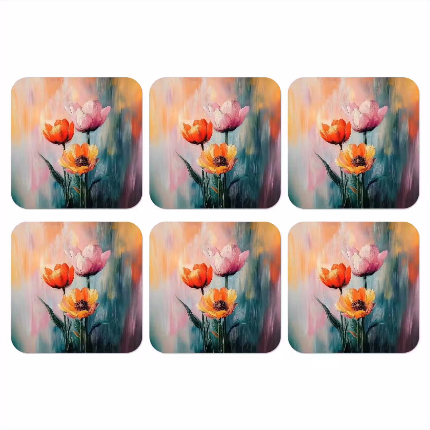 Dromerig - Bloemen - Verfijnde details onderzetter kurk middel -3d