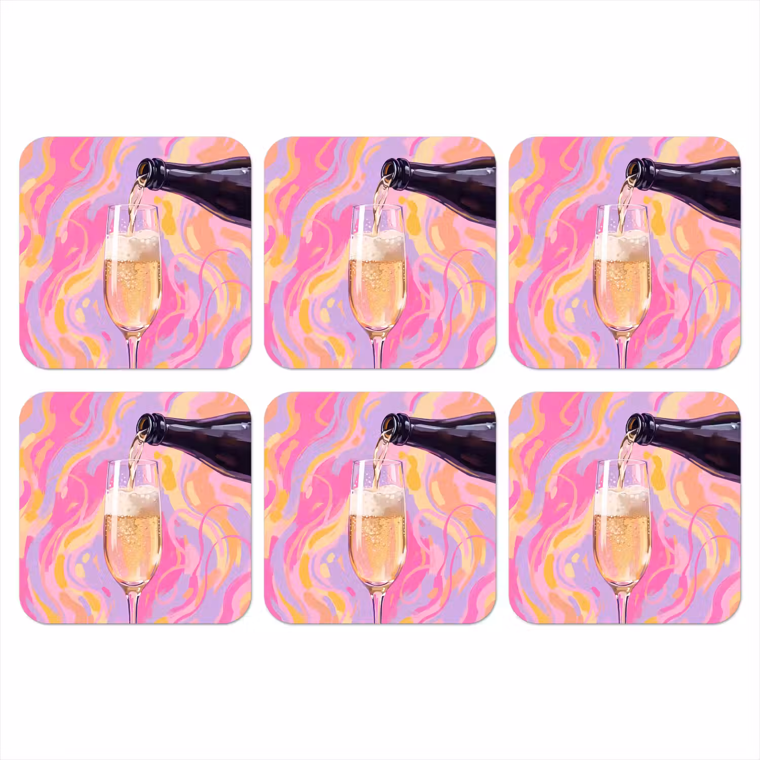 Drank - Inschenken - Feest - Abstract - Roze onderzetter kurk middel -3d