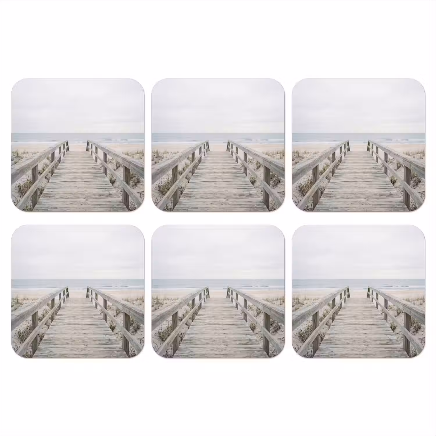 Duinen - Vlonder - Oceaan onderzetter kurk middel -3d