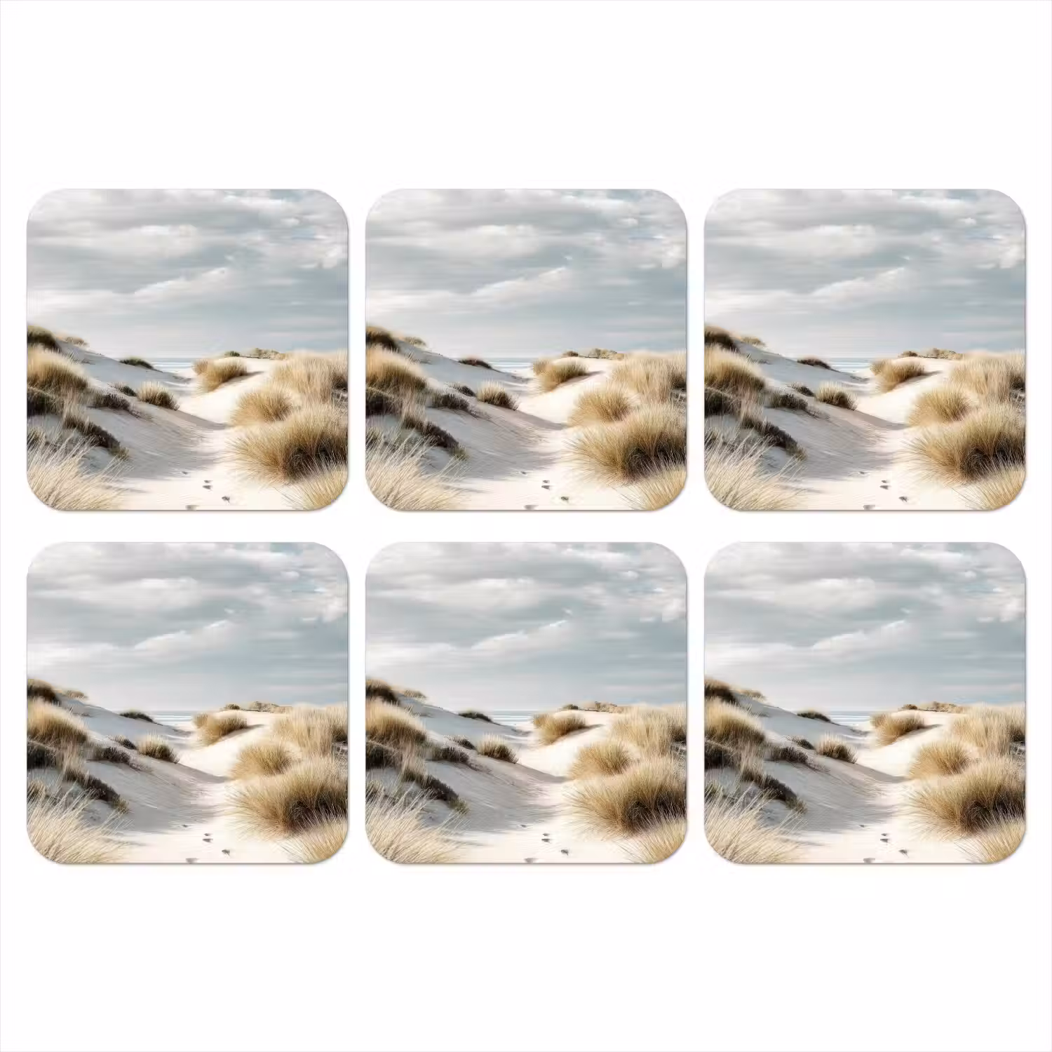 Duinen - Gras - Sporen - Wolken onderzetter kurk middel -3d
