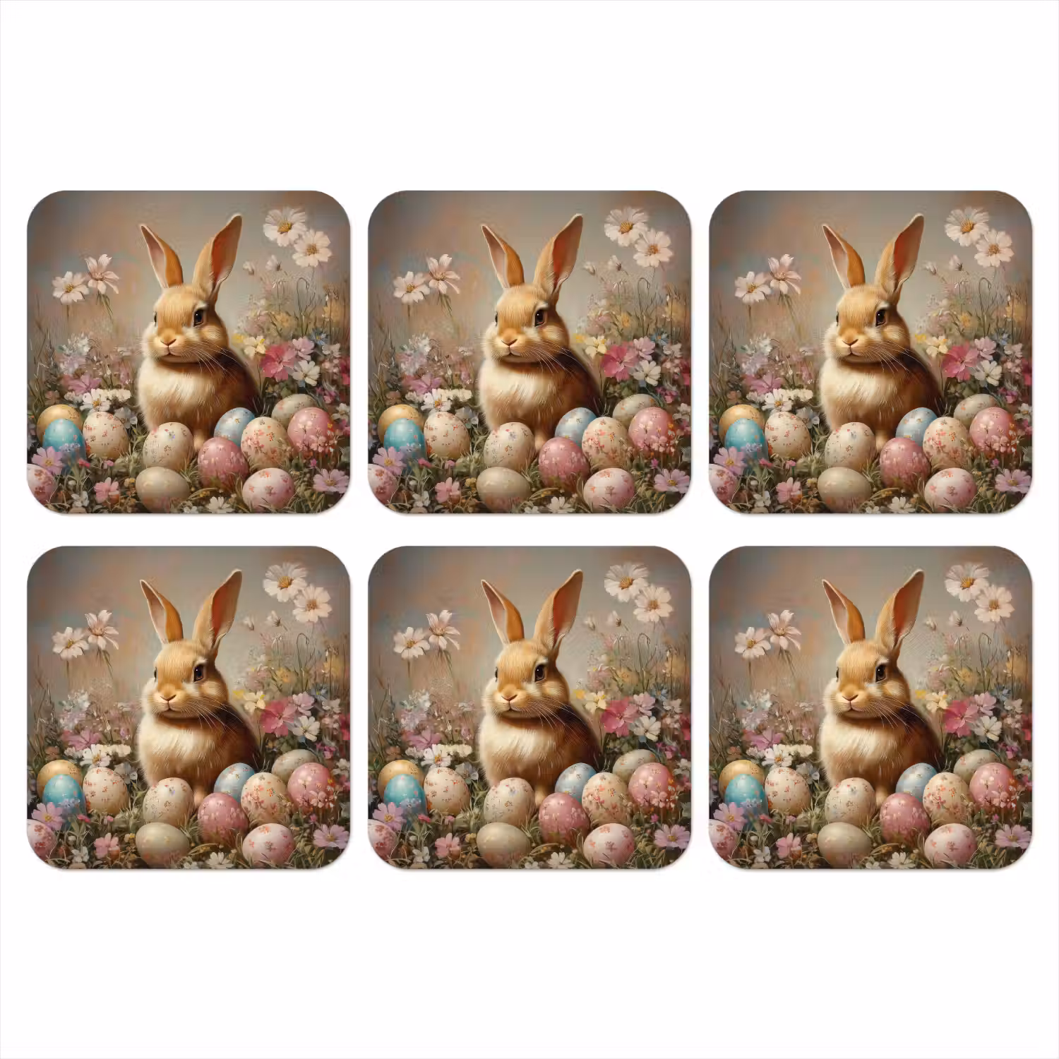 Paashaas - Lente - Paaseieren onderzetter kurk middel -3d