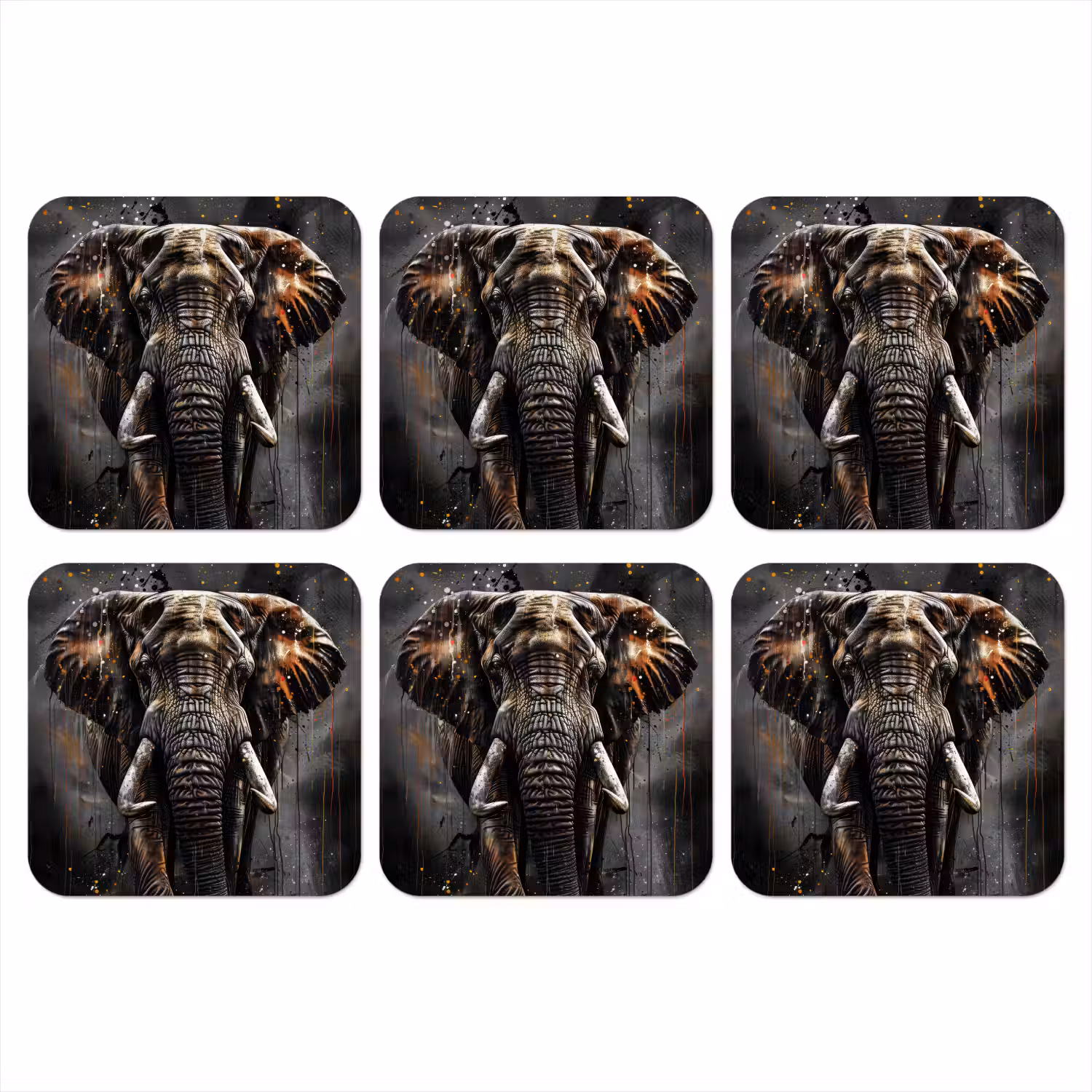 Olifant - Watercolor - Wilde dieren - Luxe onderzetter kurk middel -3d