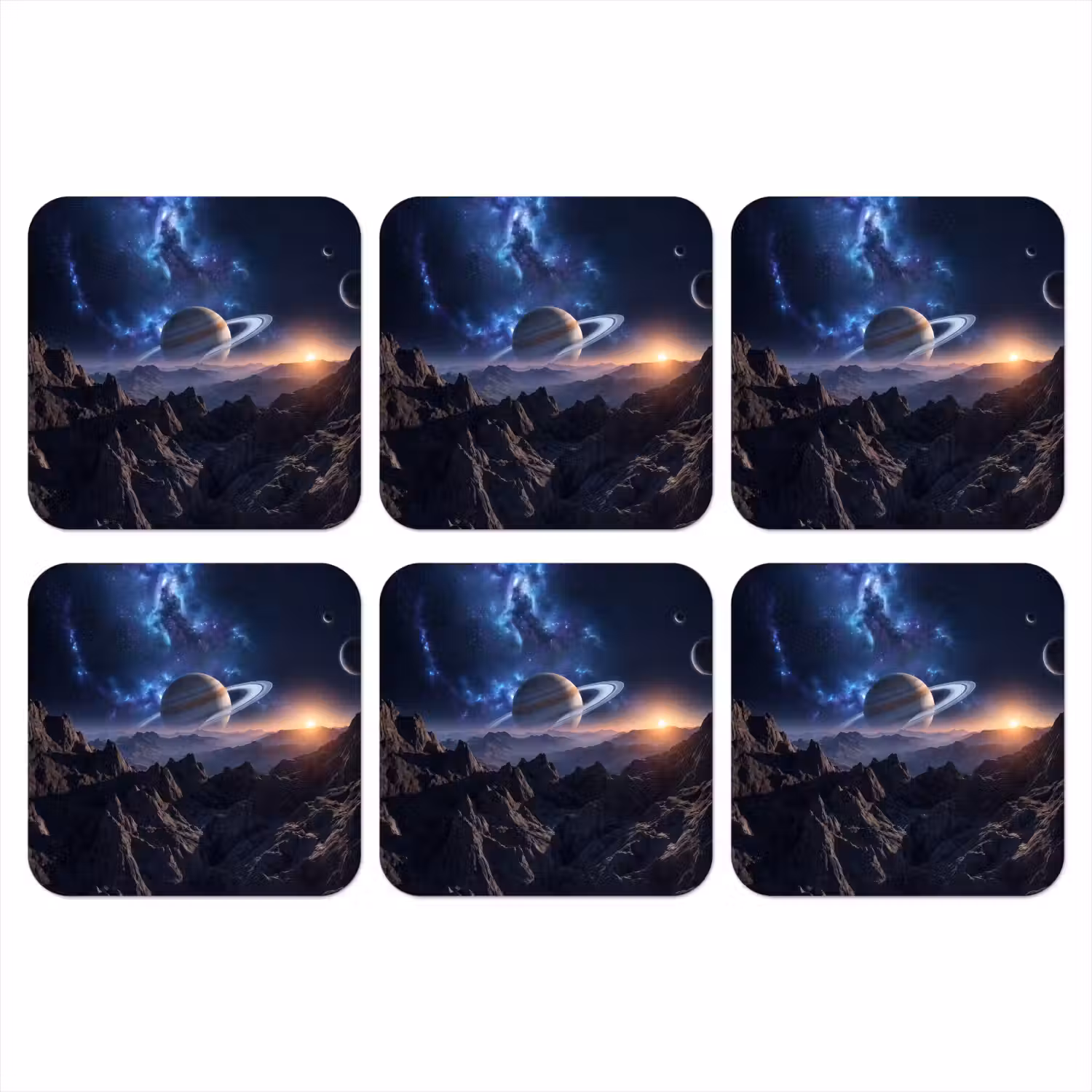 Fantasy - Kosmos - Landschap onderzetter kurk middel -3d