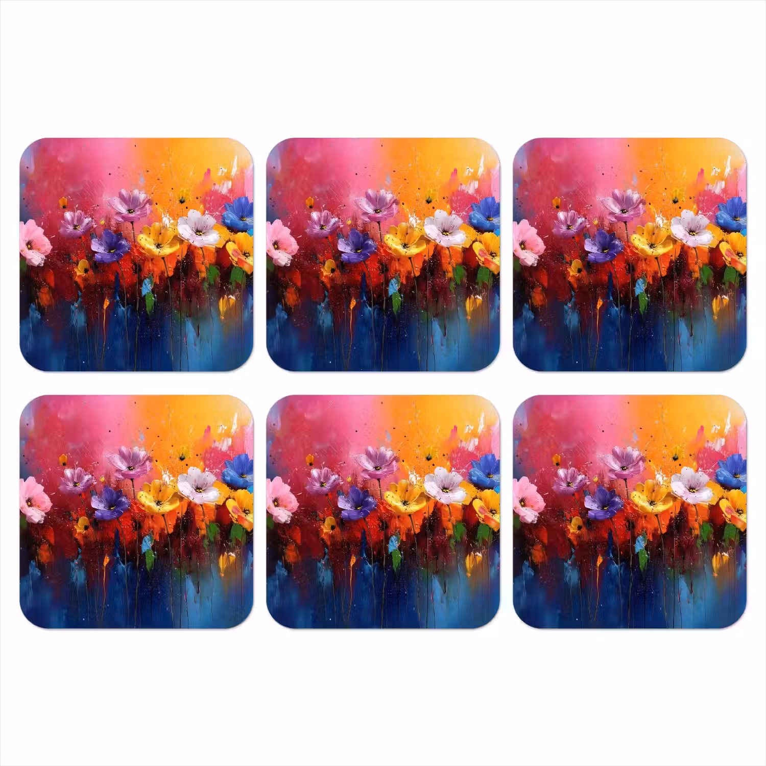 Fantasiebloemen - Verf - Speels onderzetter kurk middel -3d
