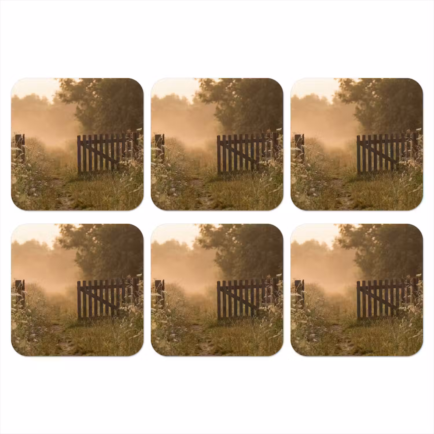 Hek - Natuur - Mist - Veld onderzetter kurk middel -3d