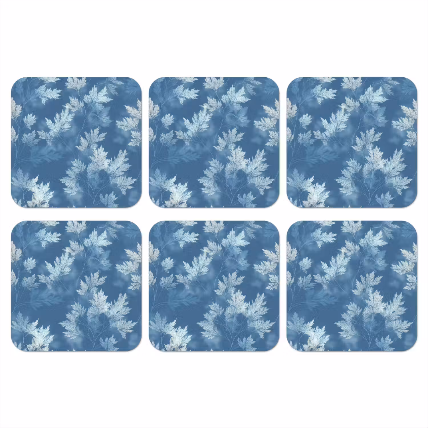 Varen - Botanisch - Patroon - Grijsblauw onderzetter kurk middel 366 -3d