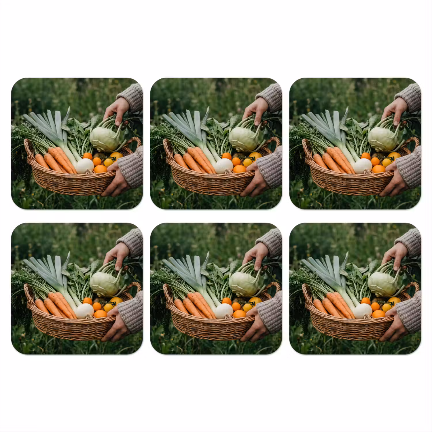 Veld - Groenten - Biologisch - Oogst onderzetter kurk middel -3d