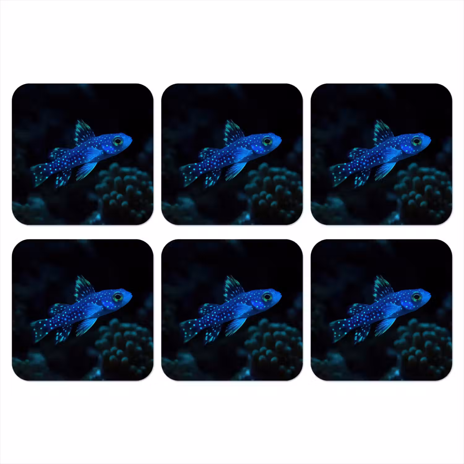 Vis - Stippen - Koraal - Blauw onderzetter kurk middel -3d