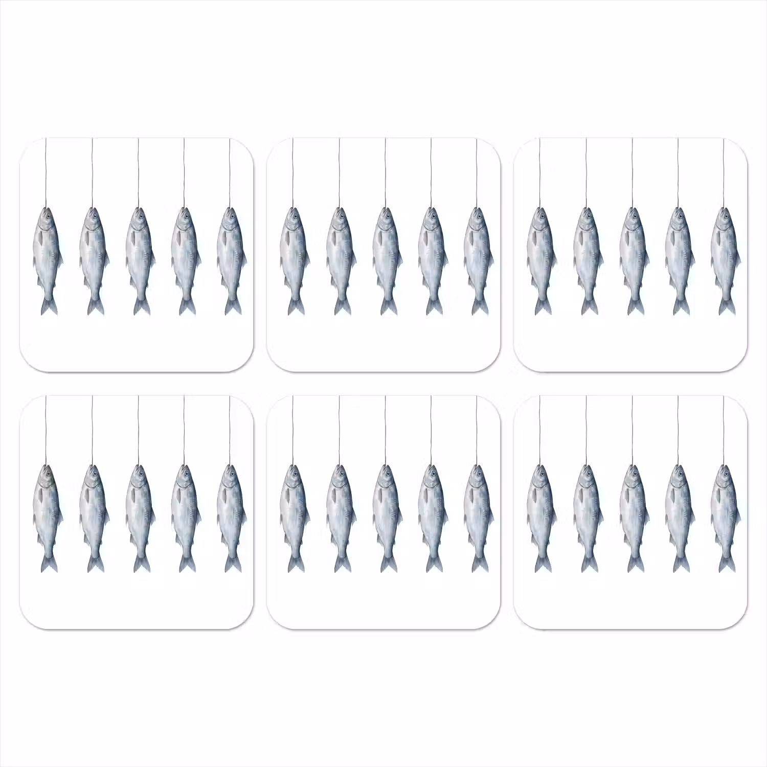 Vissen - Illustratie - Delfts - Blauw onderzetter kurk middel -3d