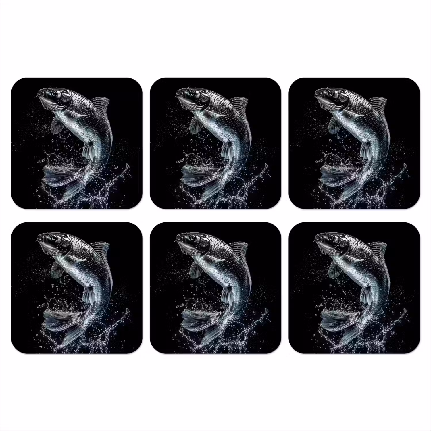 Vis - Koi - Zwart - Water onderzetter kurk middel -3d