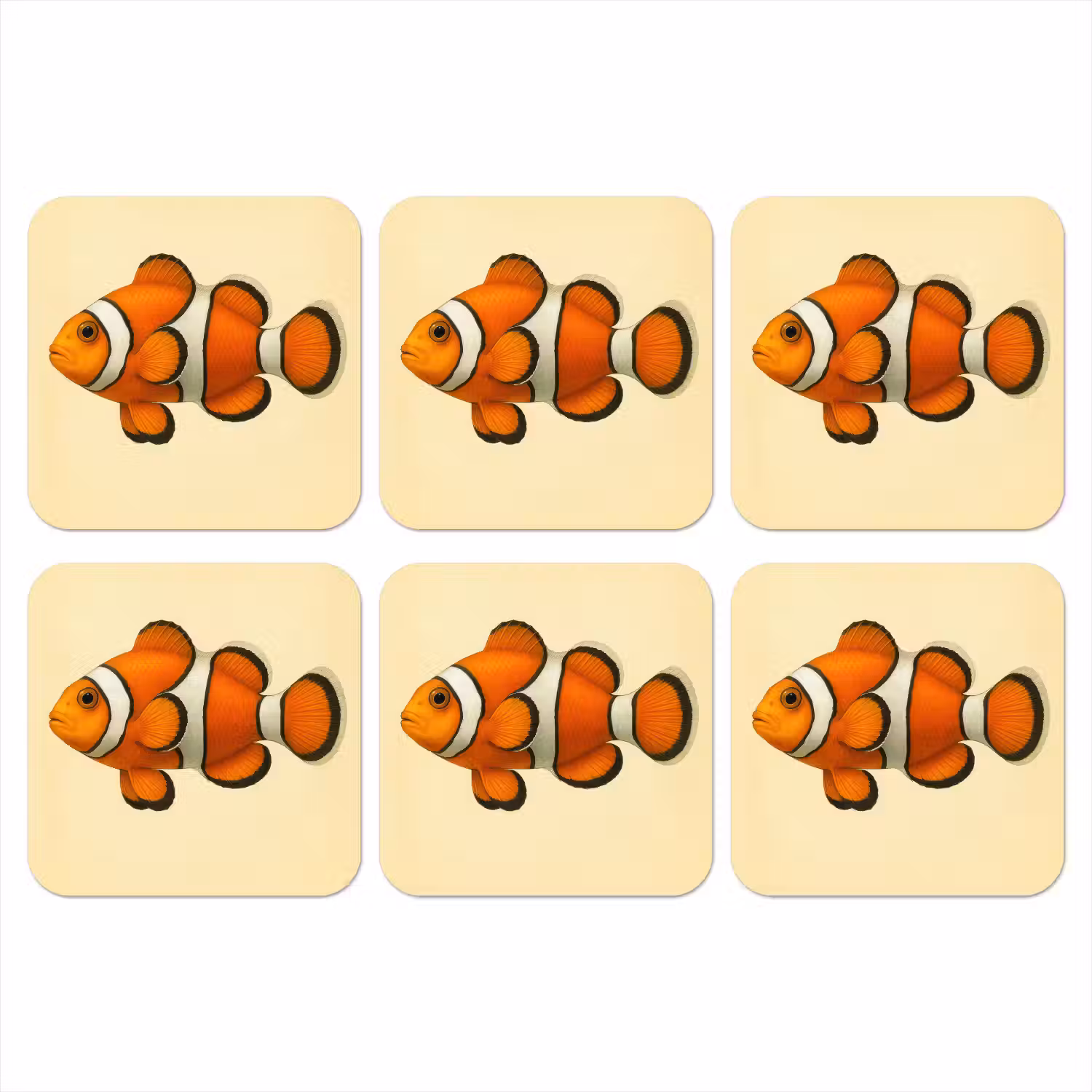 Vis - Oranje - Strepen onderzetter kurk middel -3d