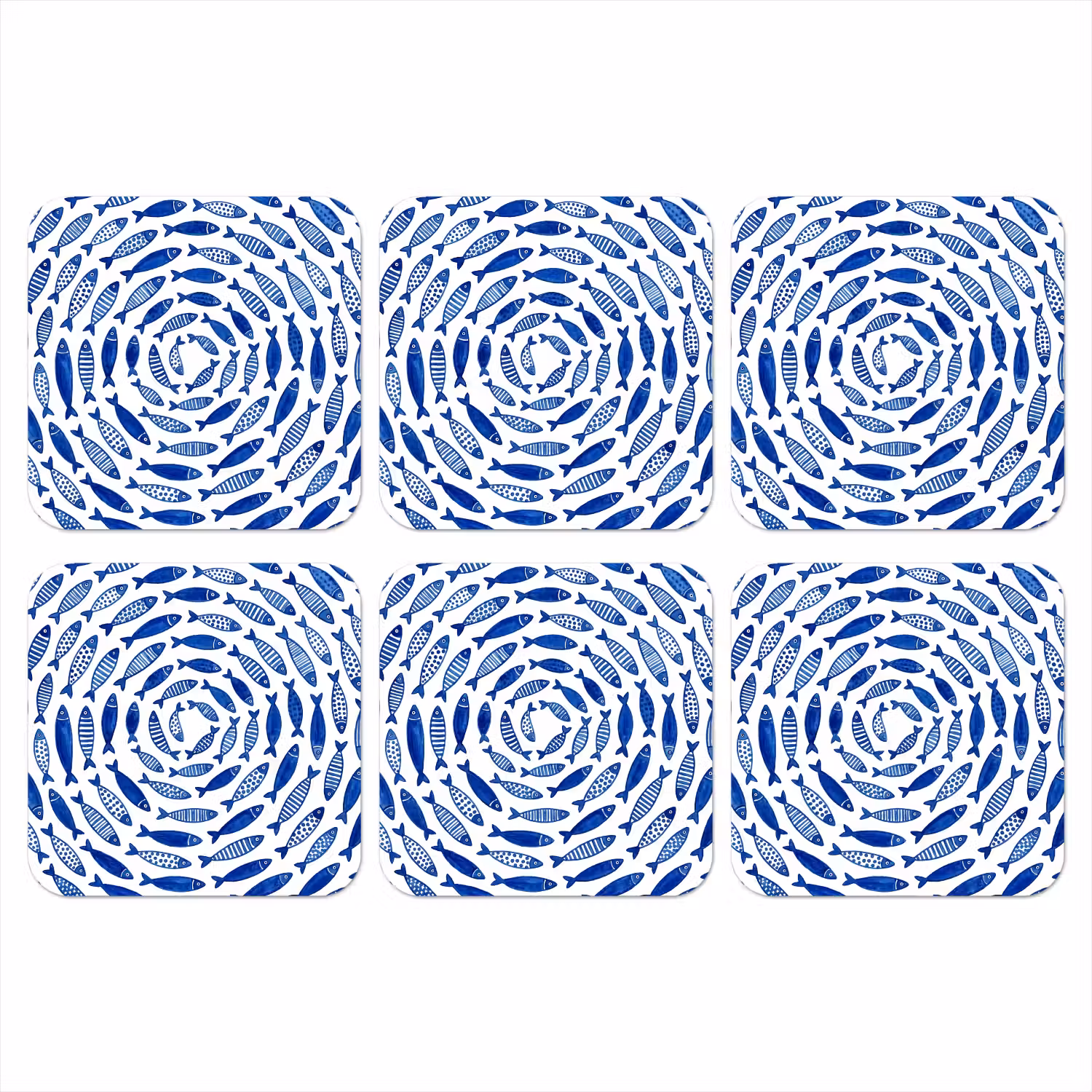 Vis - Patroon - Onderwater - Abstract - Blauw onderzetter kurk middel -3d