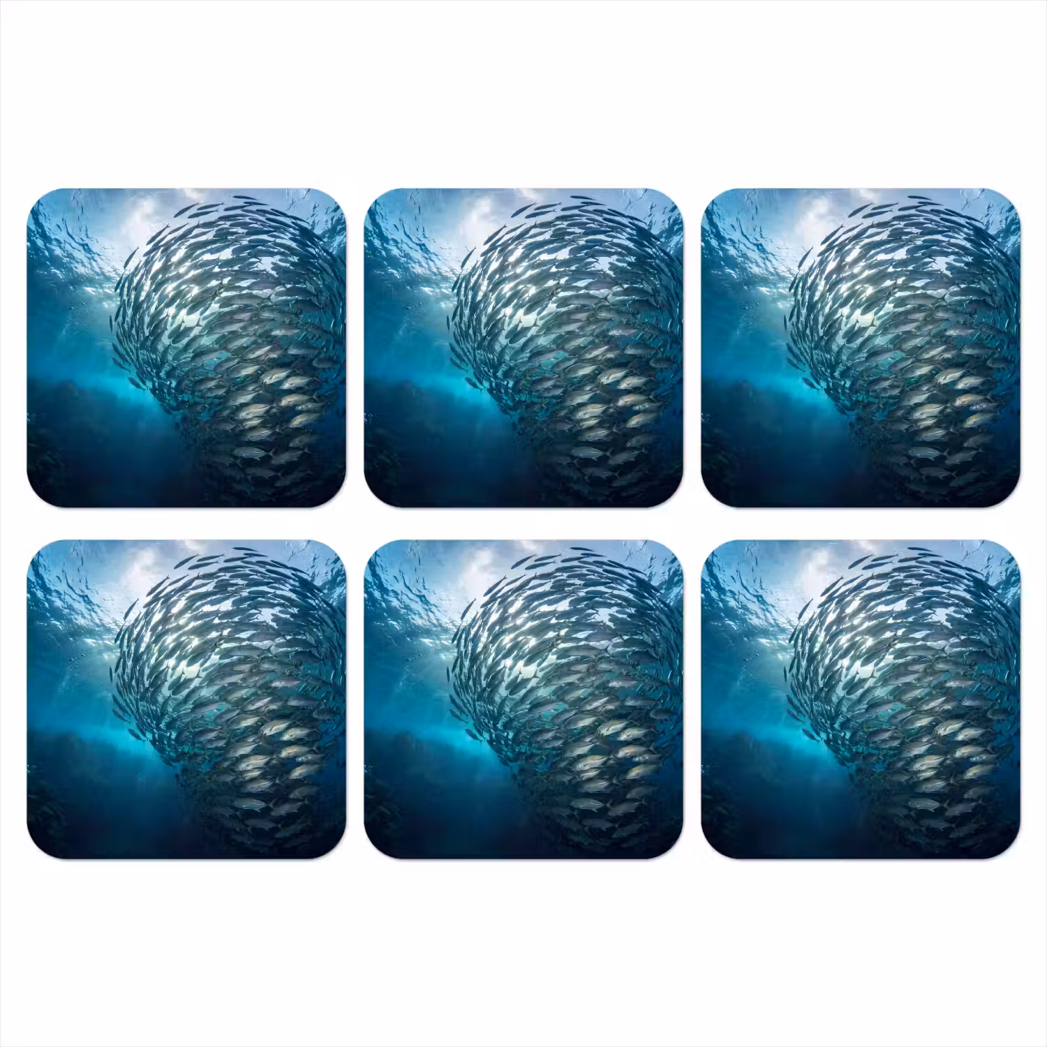 Vis - School - Oceaan - Natuur - Blauw onderzetter kurk middel -3d
