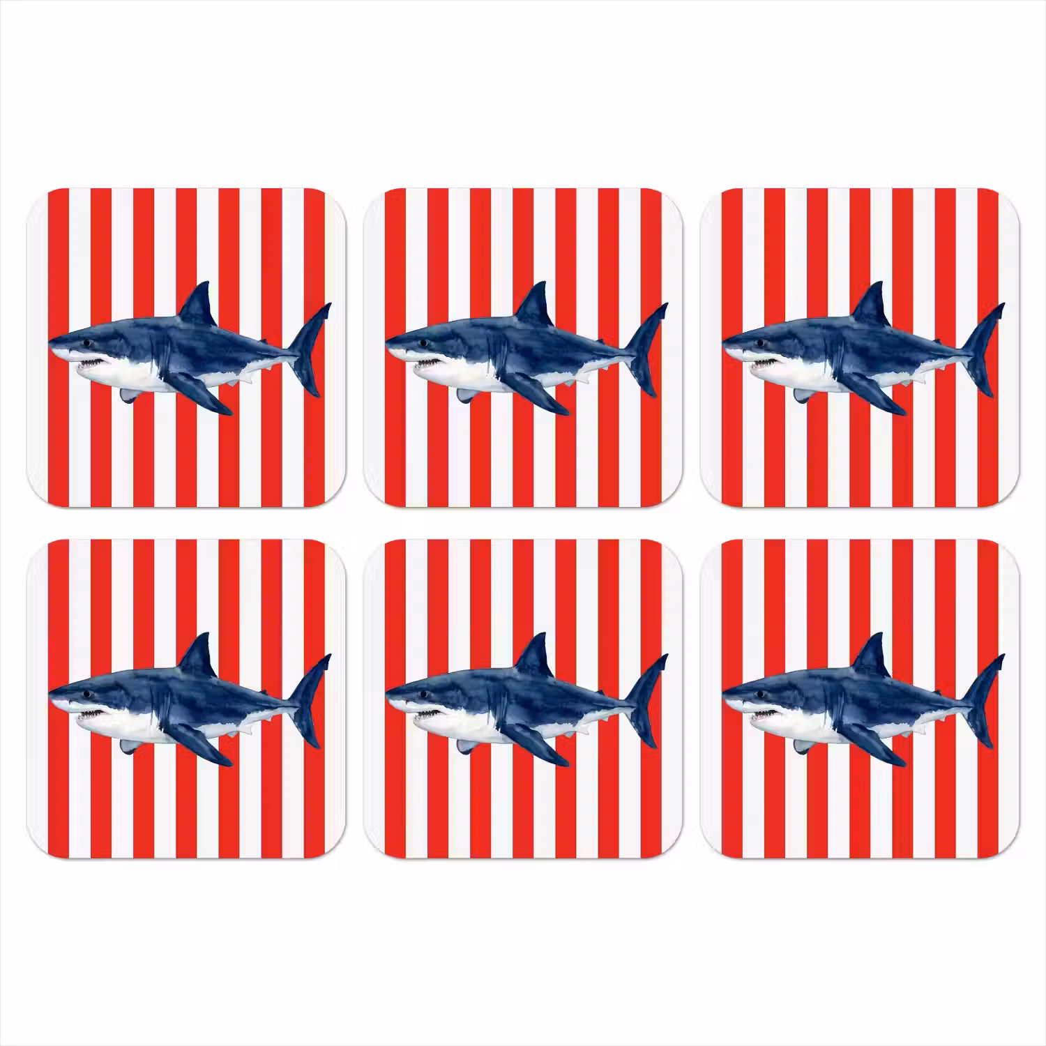 Vis - Haai - Zee - Illustratie - Blauw onderzetter kurk middel -3d