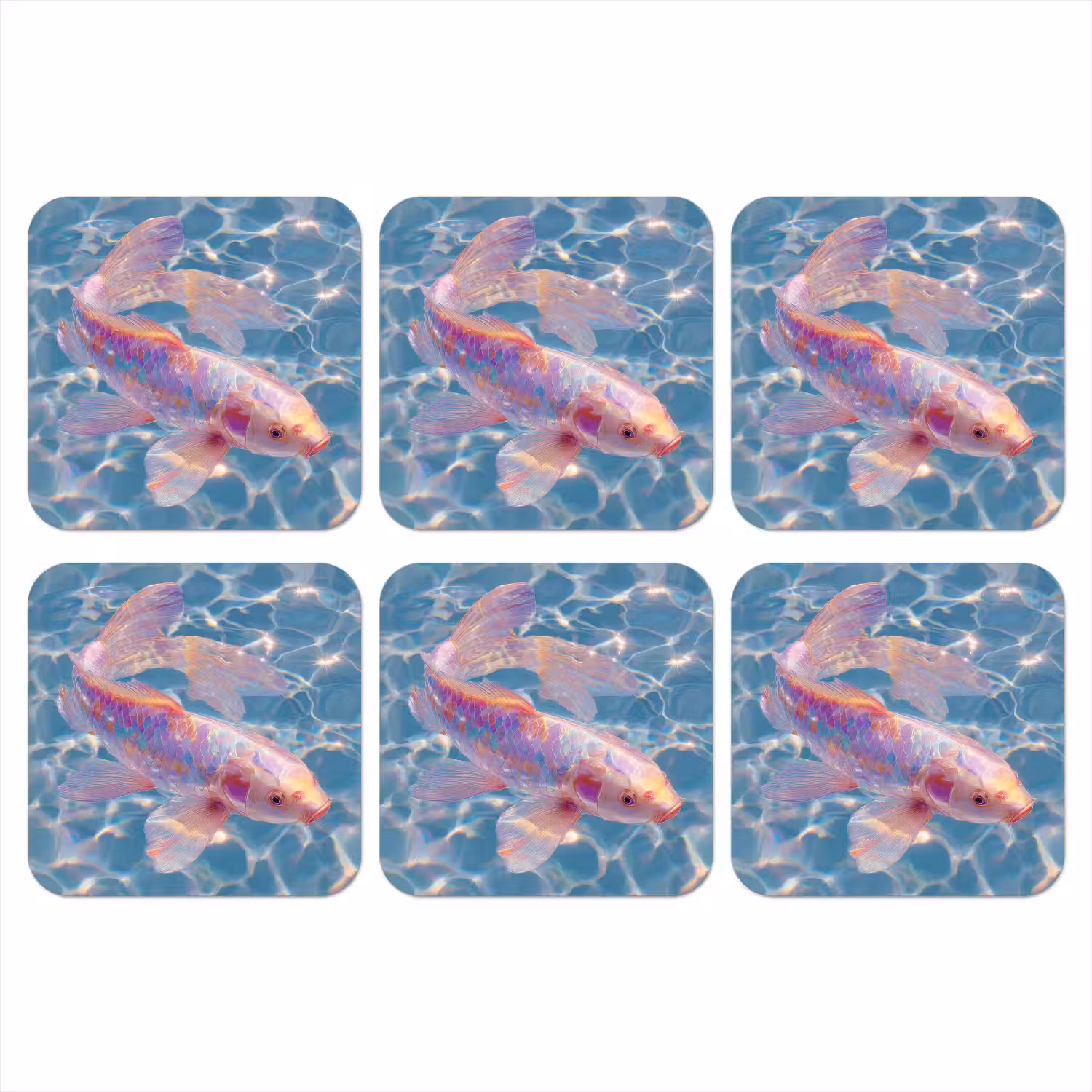 Vis - Water - Blauw - Licht onderzetter kurk middel -3d