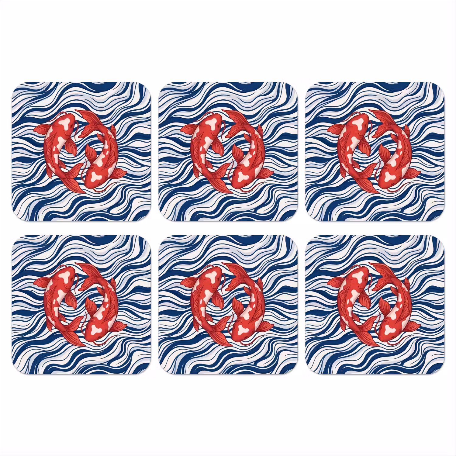 Vis - Water - Natuur - Illustratie - Rood onderzetter kurk middel -3d