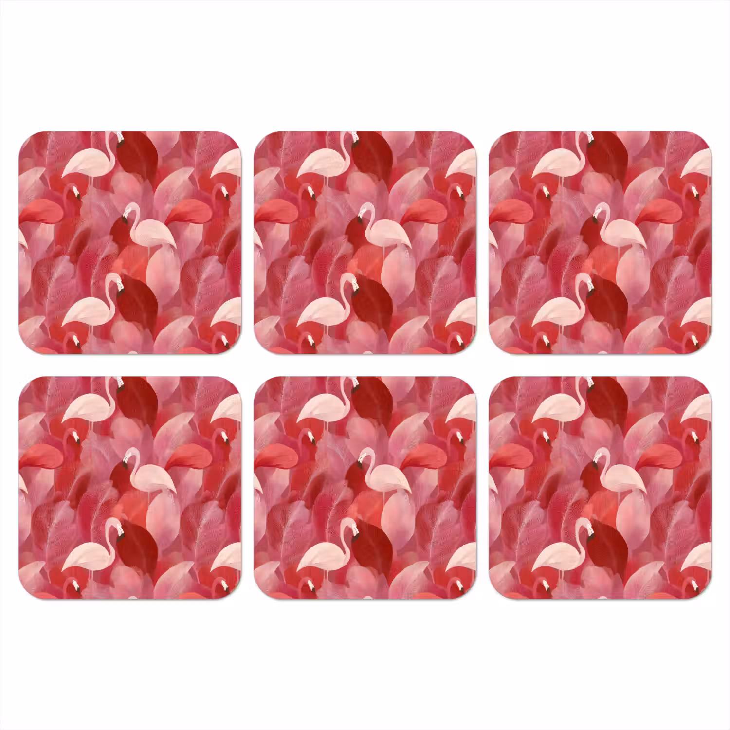 Flamingo - Botanisch - Elegant - Roze - Rood onderzetter kurk middel 366 -3d