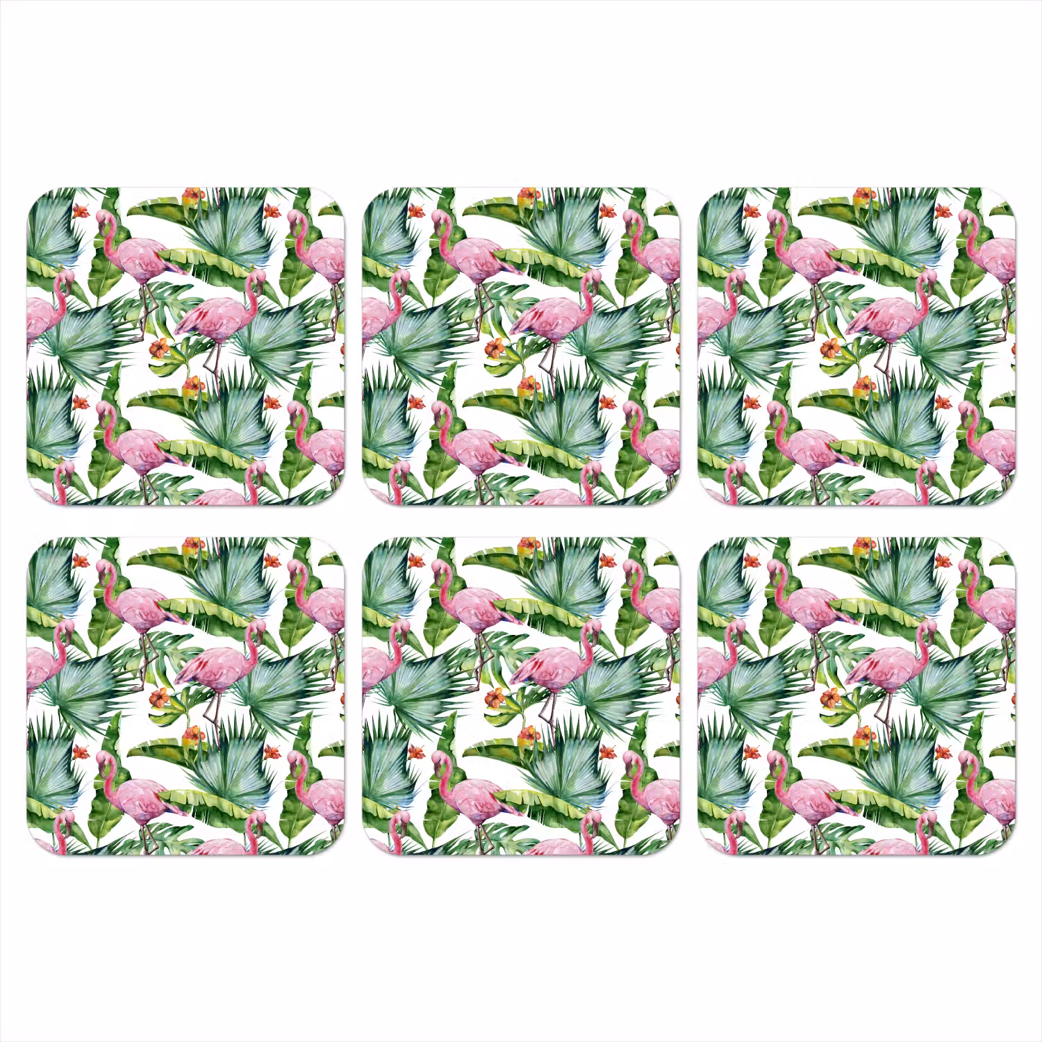 Inductie beschermer - Flamingo - Bladeren - Afdekplaat voor kookplaat - Tropisch onderzetter kurk middel -3d