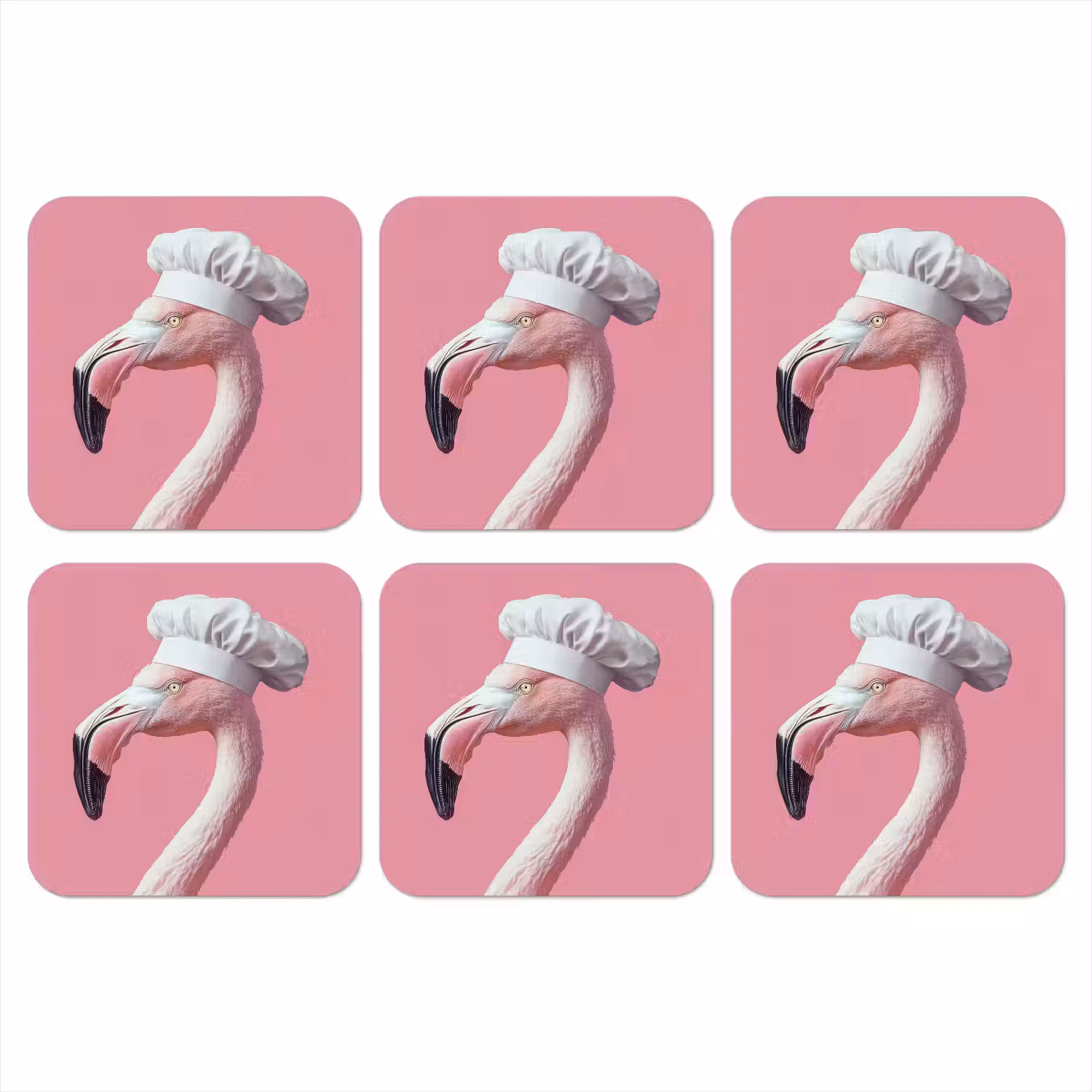 Flamingo - Roze - Koksmuts - Vogel onderzetter kurk middel -3d