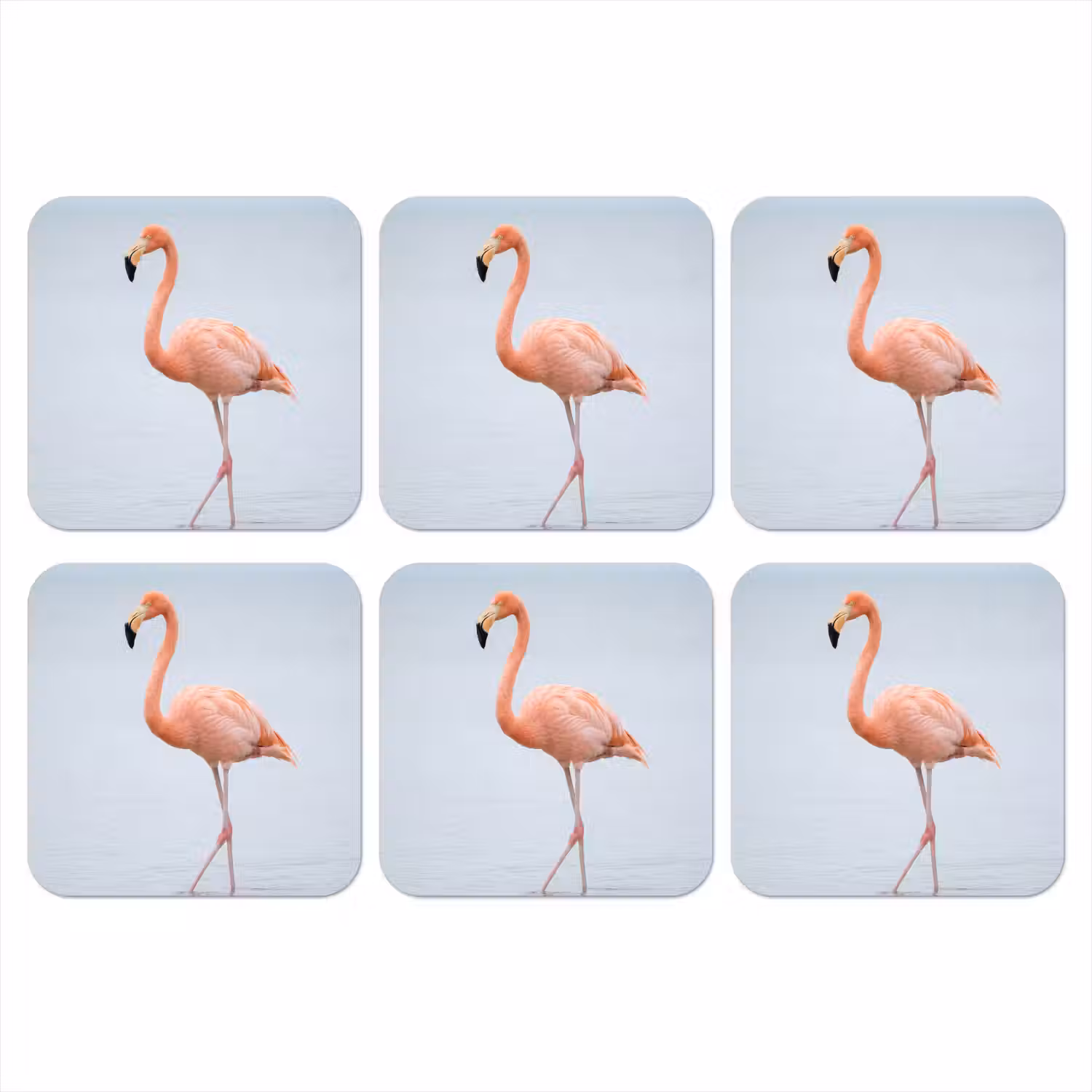 Flamingo - Zee - Roze onderzetter kurk middel -3d
