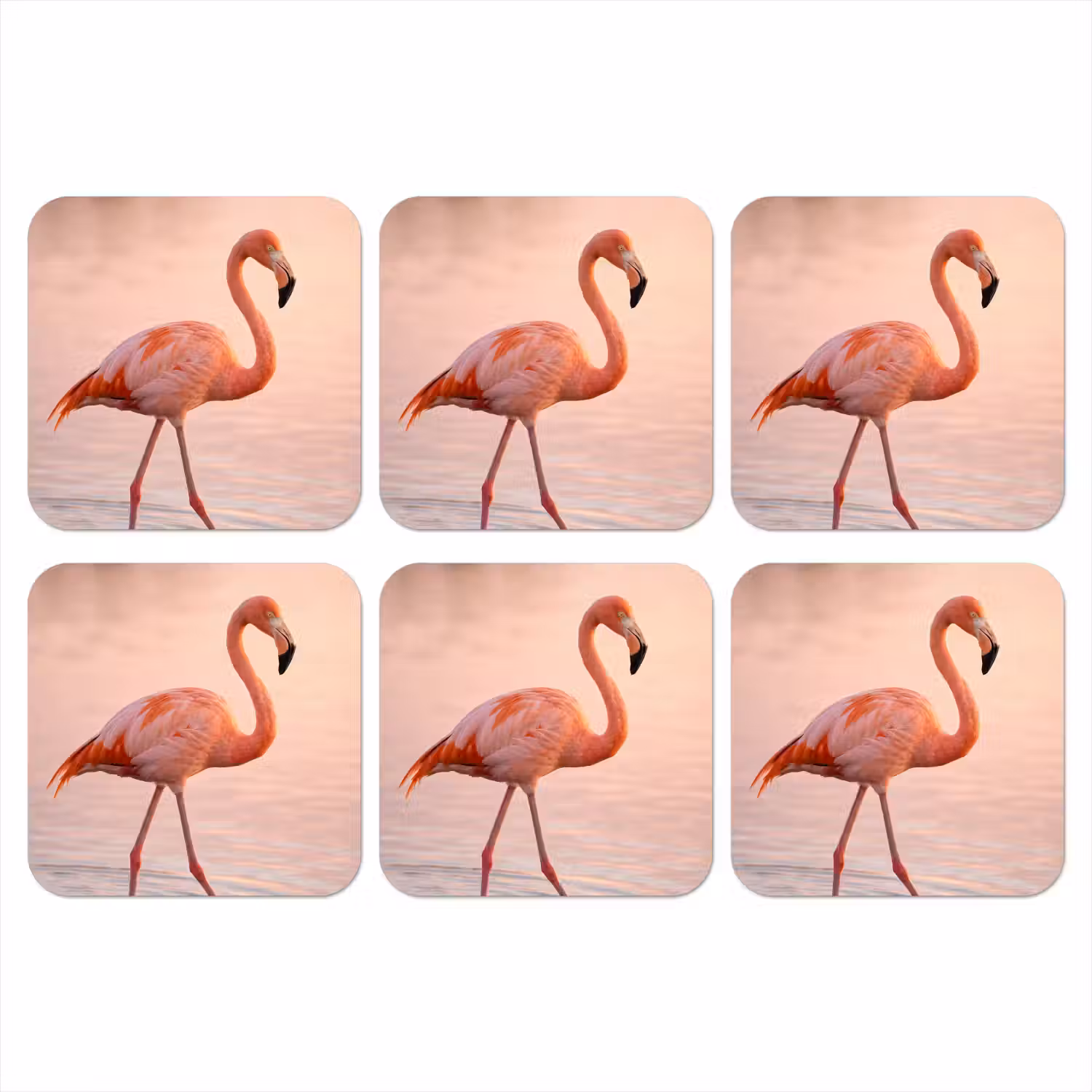 Flamingo - Water - Roze onderzetter kurk middel -3d
