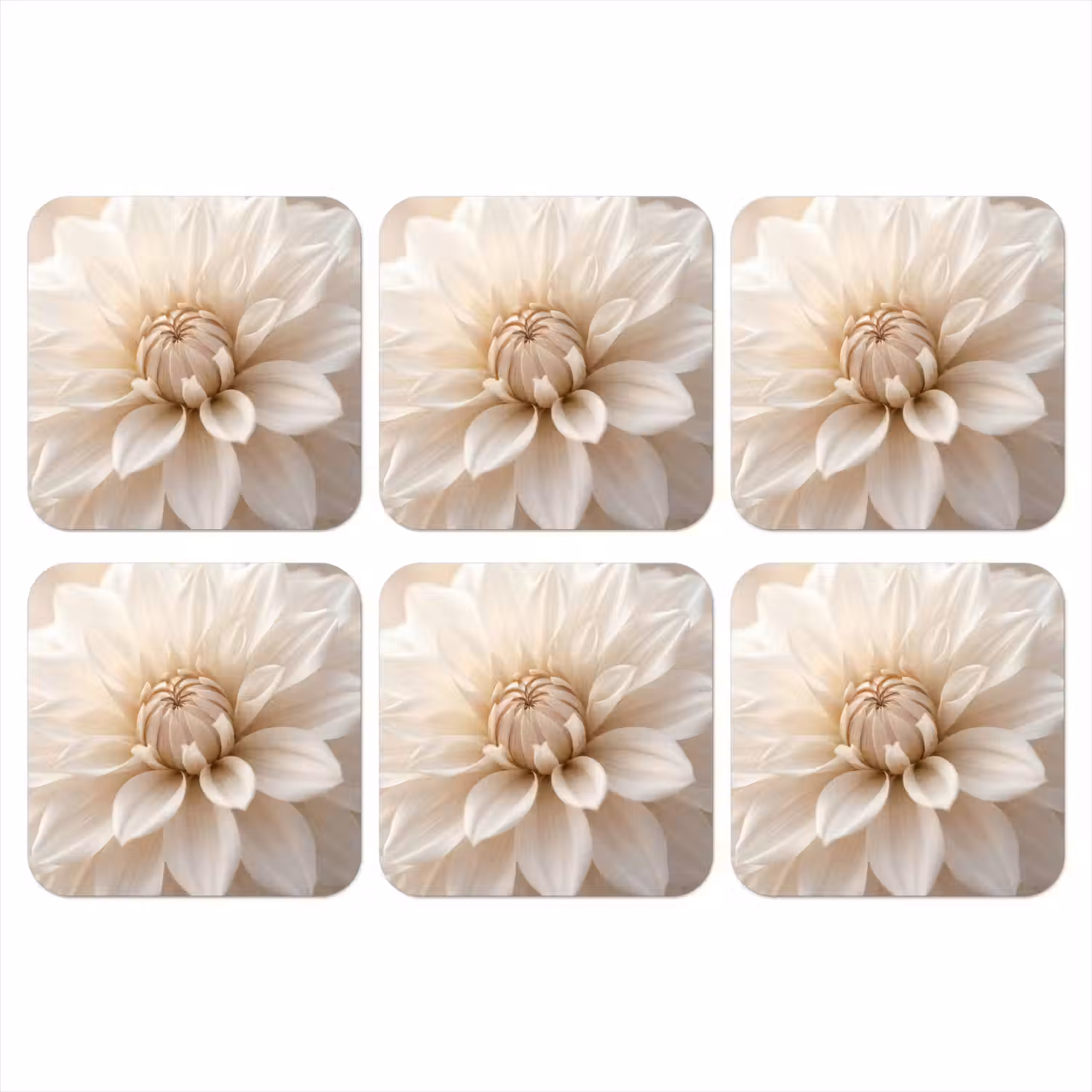 Bloem - Dahlia - Wit onderzetter kurk middel -3d