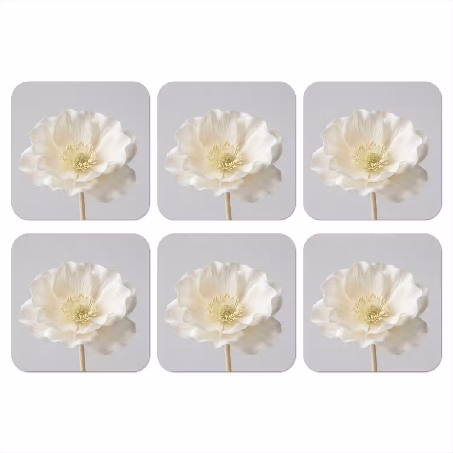 Bloem - Minimalistisch -Wit onderzetter kurk middel -3d
