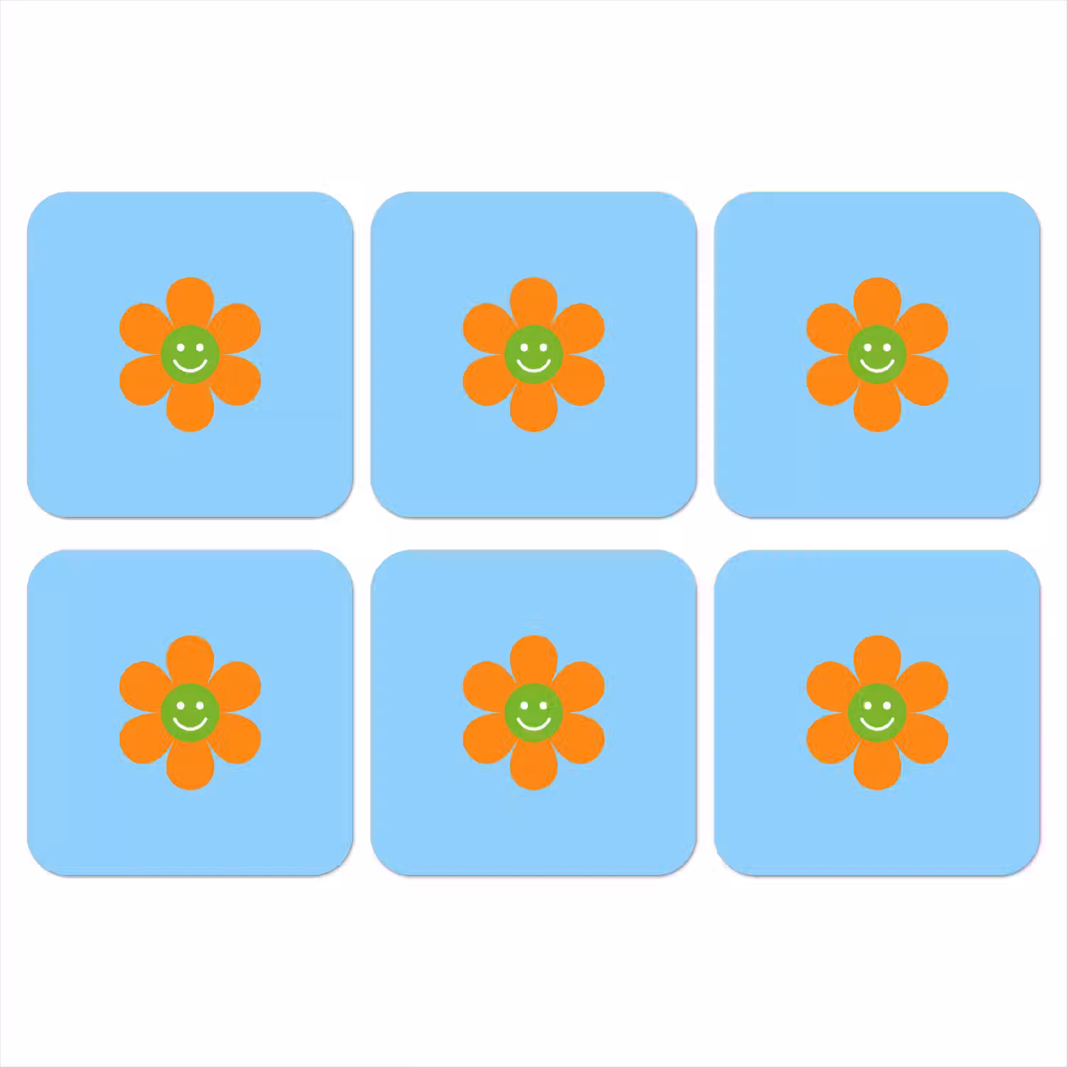 Bloem - Smiley - Kleurrijk onderzetter kurk middel -3d