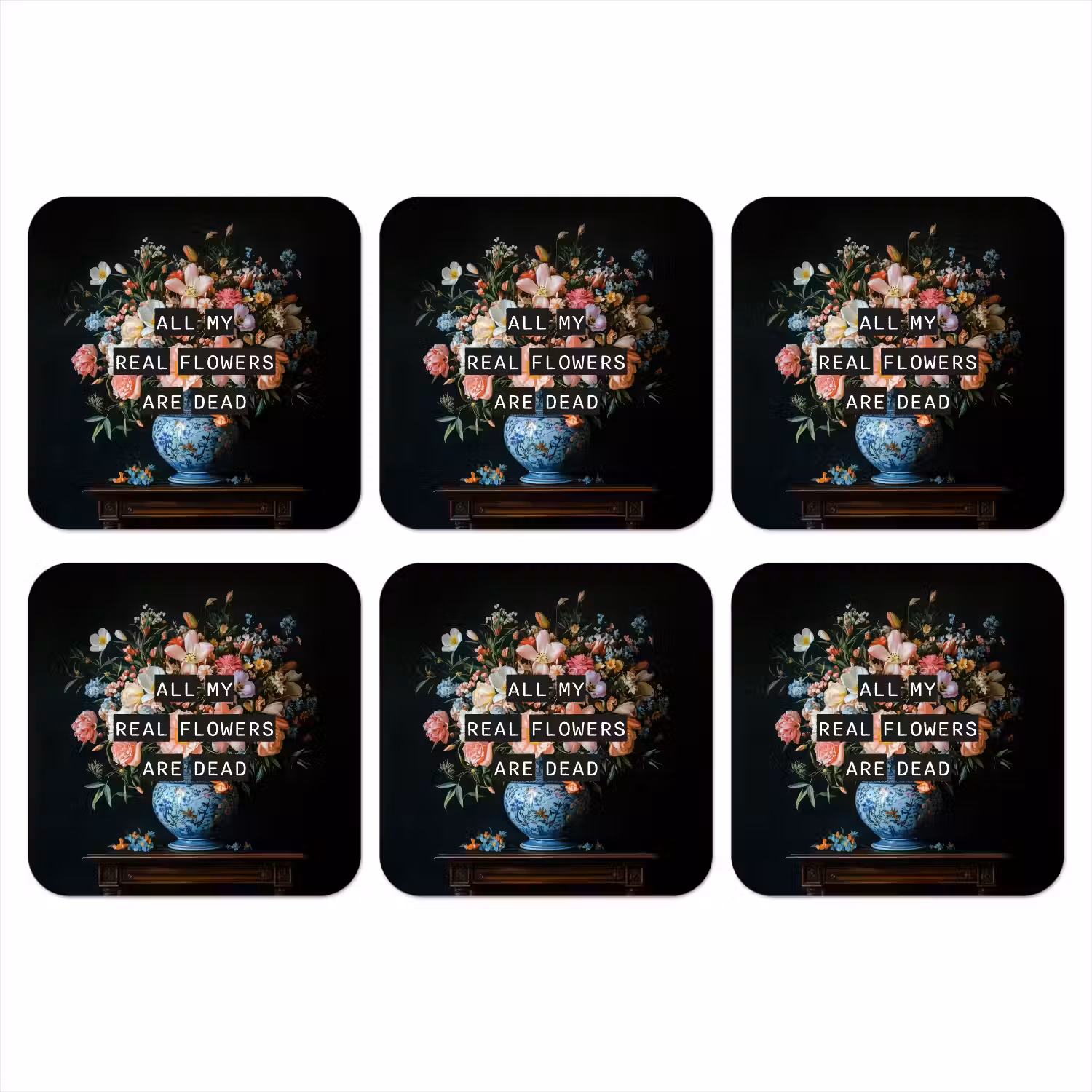 Bloemen - Art - Pastel - Quotes onderzetter kurk middel -3d