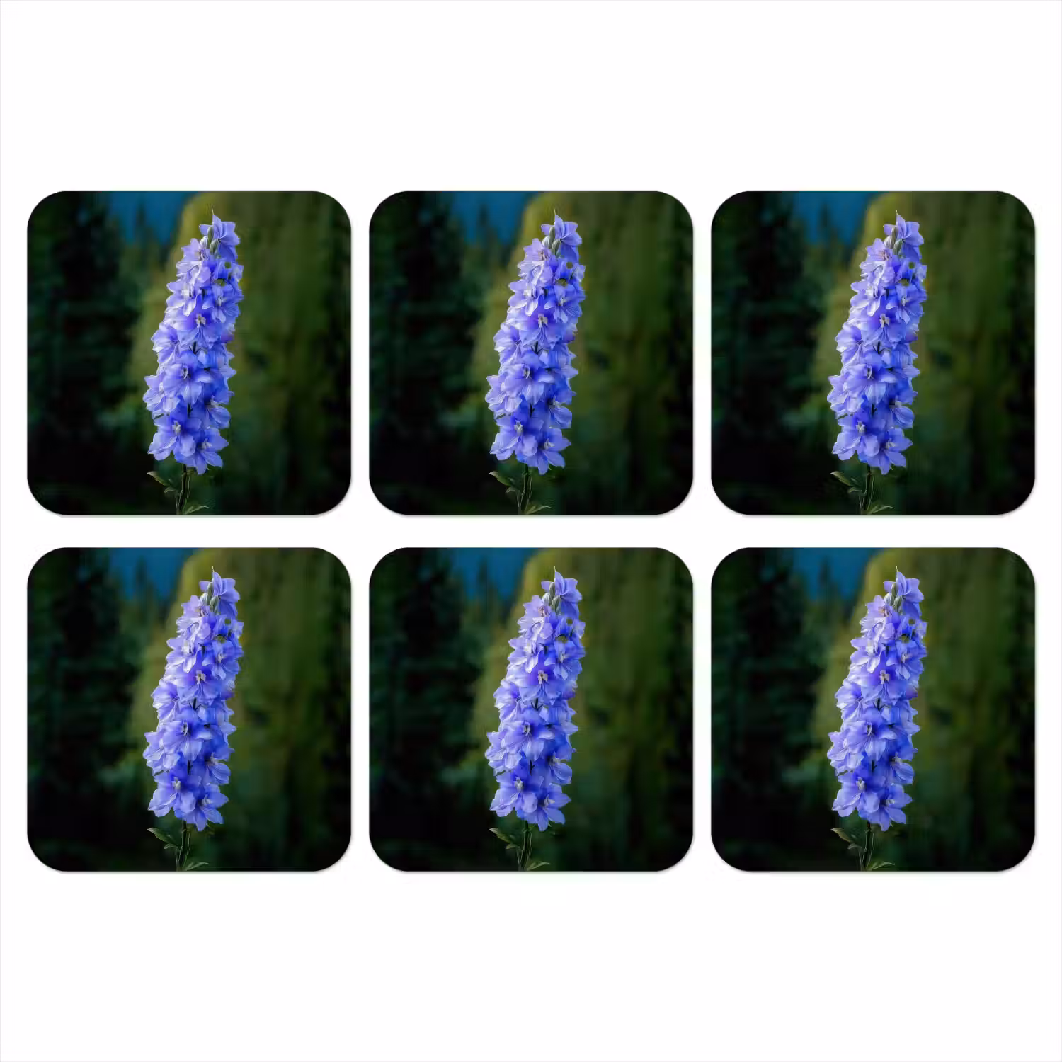 Bloemen - Blauw - Dennenboom onderzetter kurk middel -3d