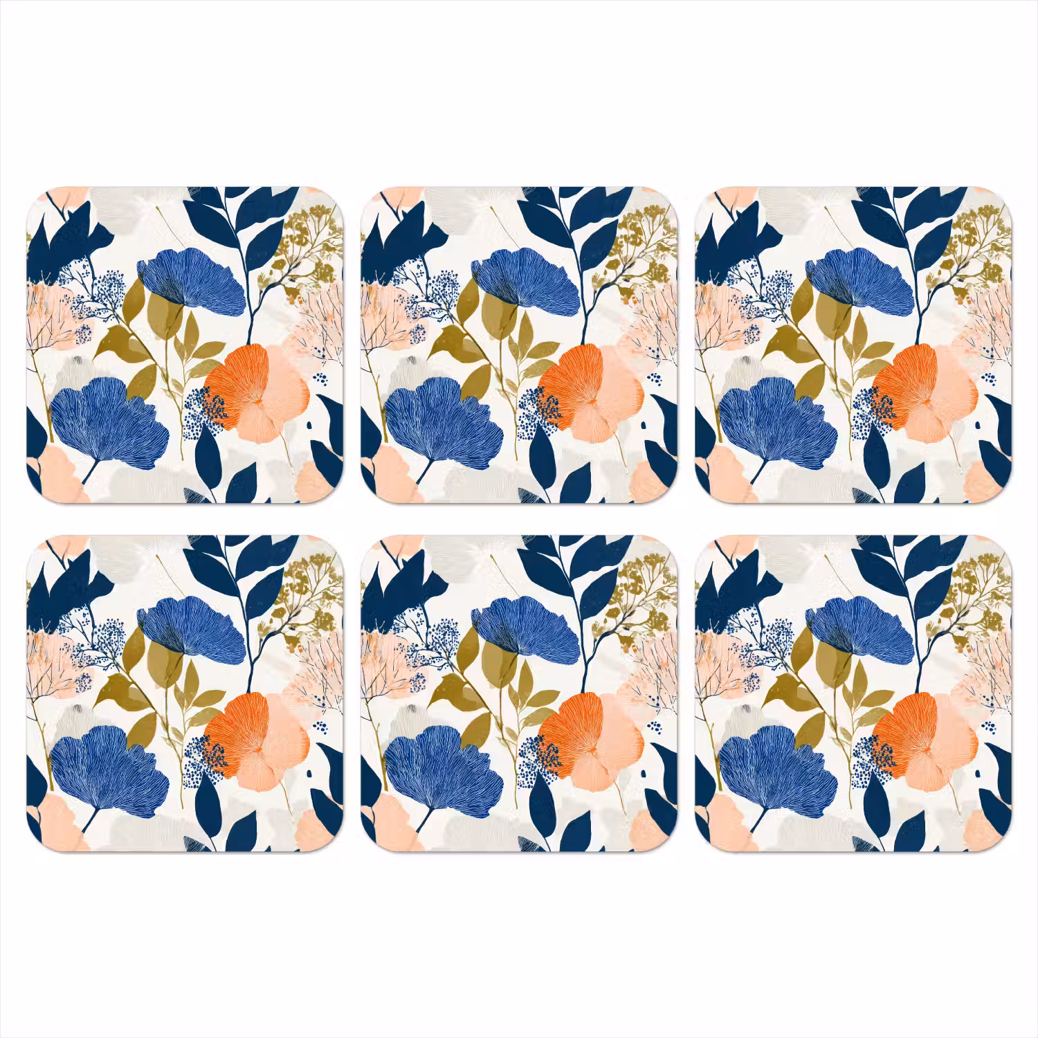 Bloemen - Botanisch - Kleurrijk onderzetter kurk middel 366 -3d