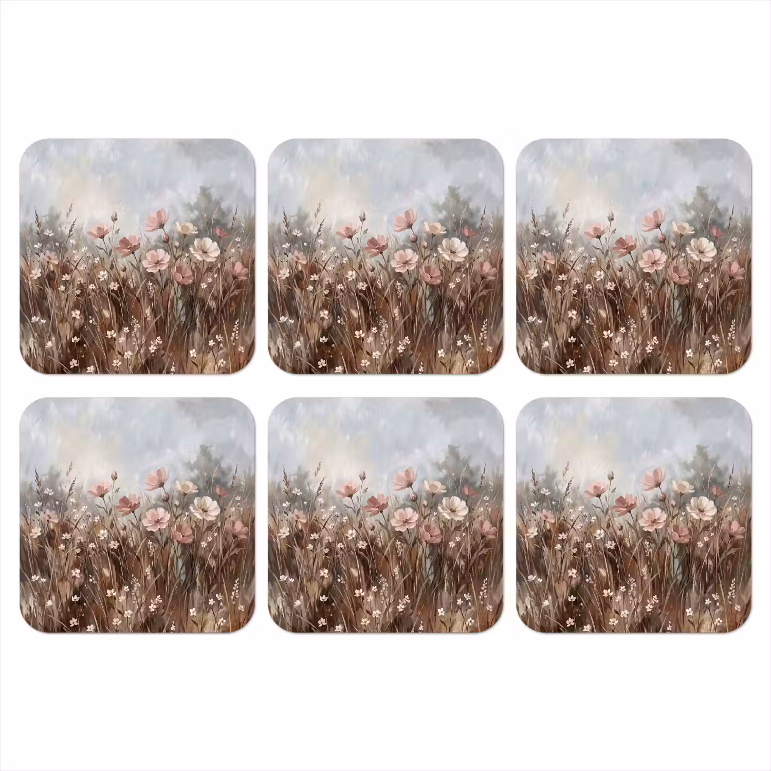 Bloemen - Botanisch - Schilderij - Pastel - Rustiek onderzetter kurk middel -3d