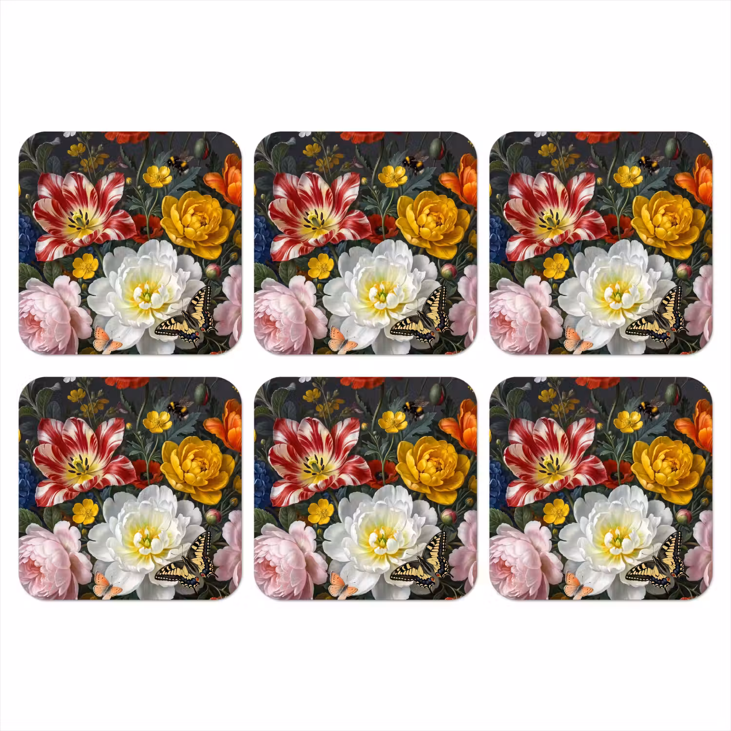 Bloemen - Boeket - Klassiek - Kleurrijk - Natuur onderzetter kurk middel -3d