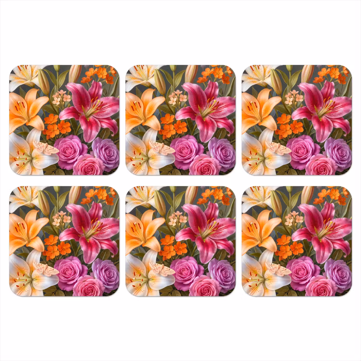 Bloemen - Boeket - Natuur - Kleurrijk - Modern onderzetter kurk middel -3d