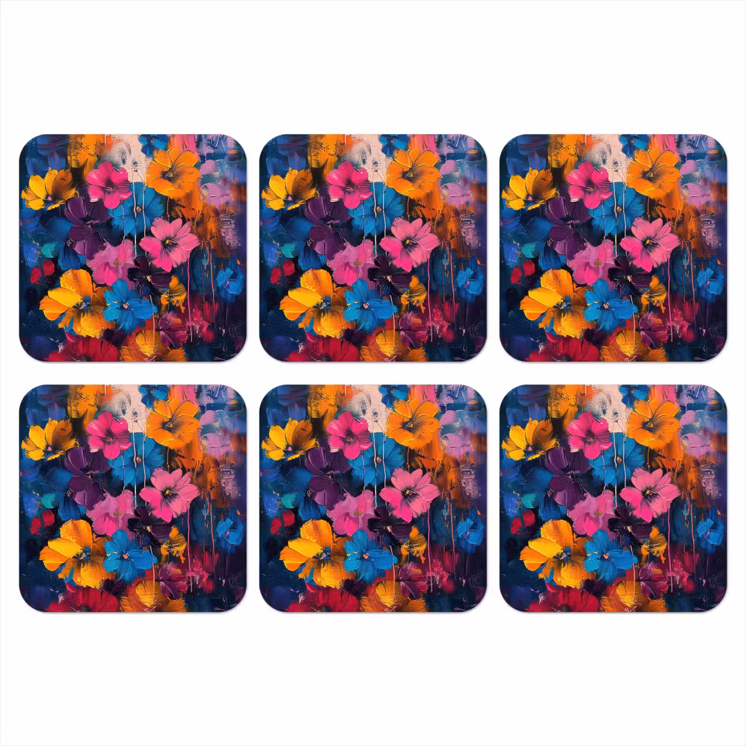 Bloemen - Kleurrijk - Abstract - Modern onderzetter kurk middel -3d