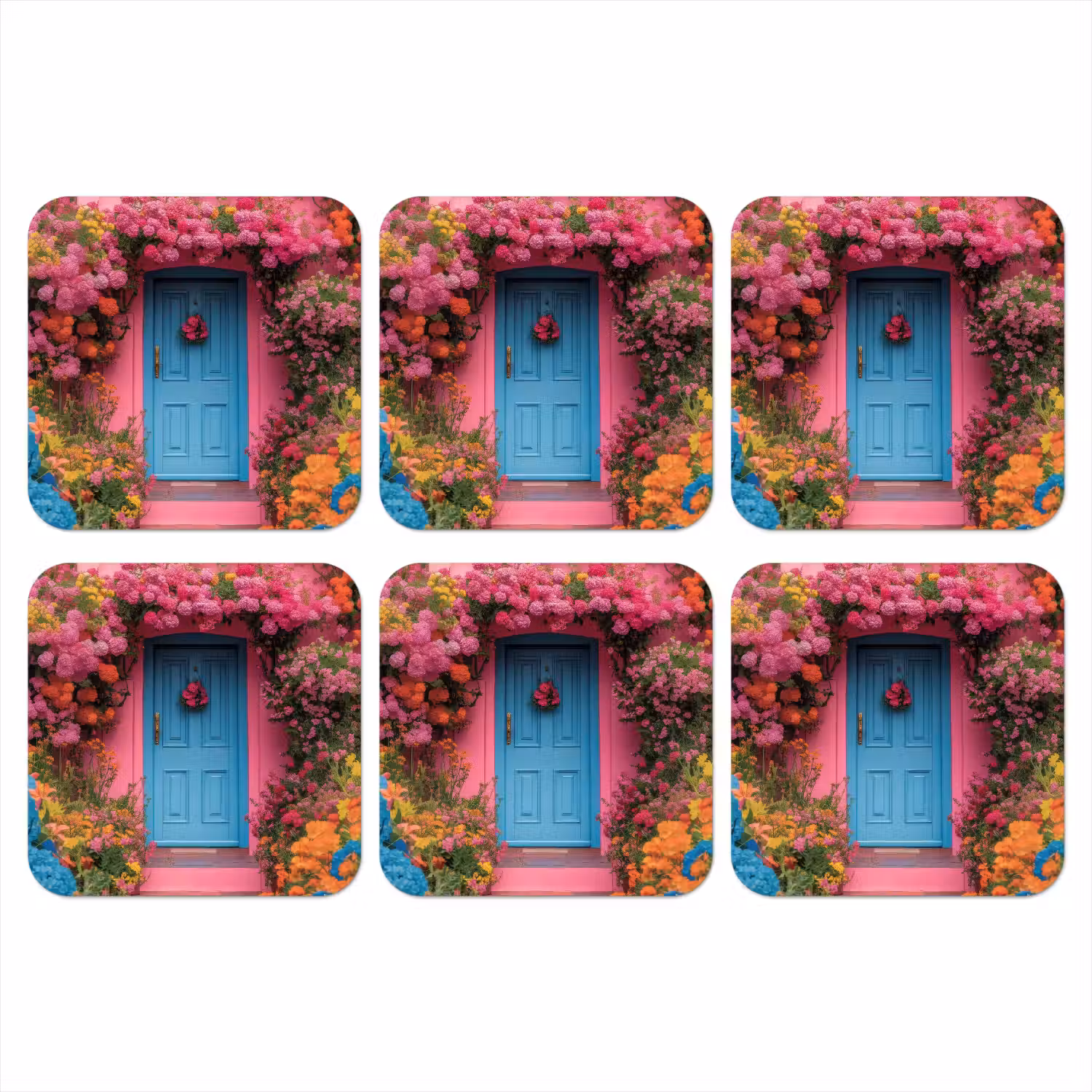 Bloemen - Deur - Roze onderzetter kurk middel -3d