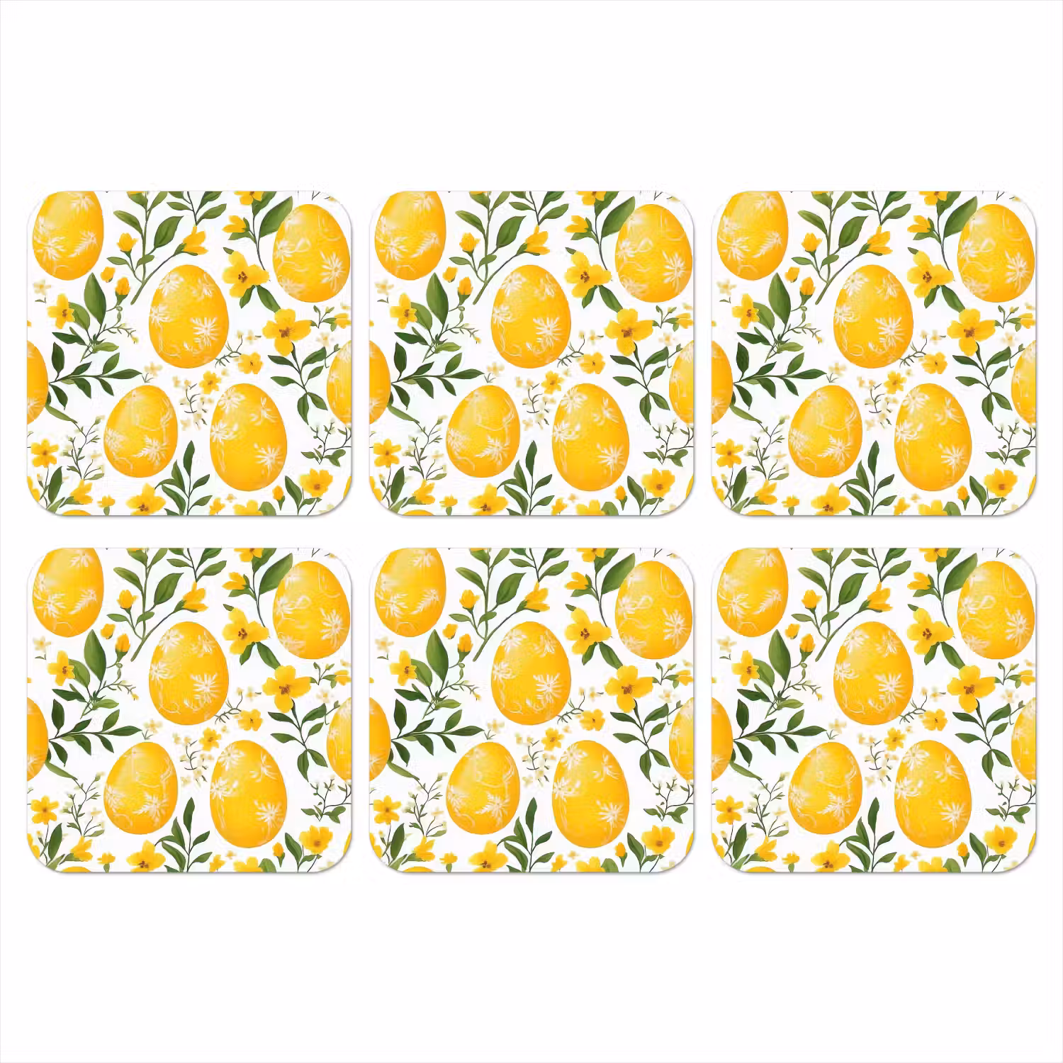Bloemen - Paaseieren - Geel onderzetter kurk middel -3d