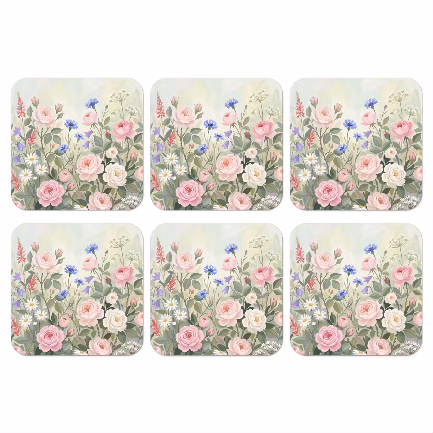 Bloemen - Tuin - Natuur - Kleurrijk onderzetter kurk middel -3d