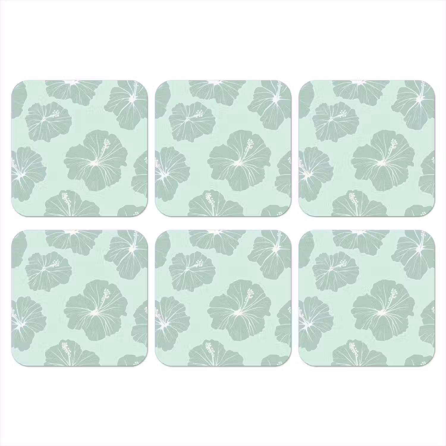 Bloemen - Hibiscus - Mint onderzetter kurk middel 366 -3d