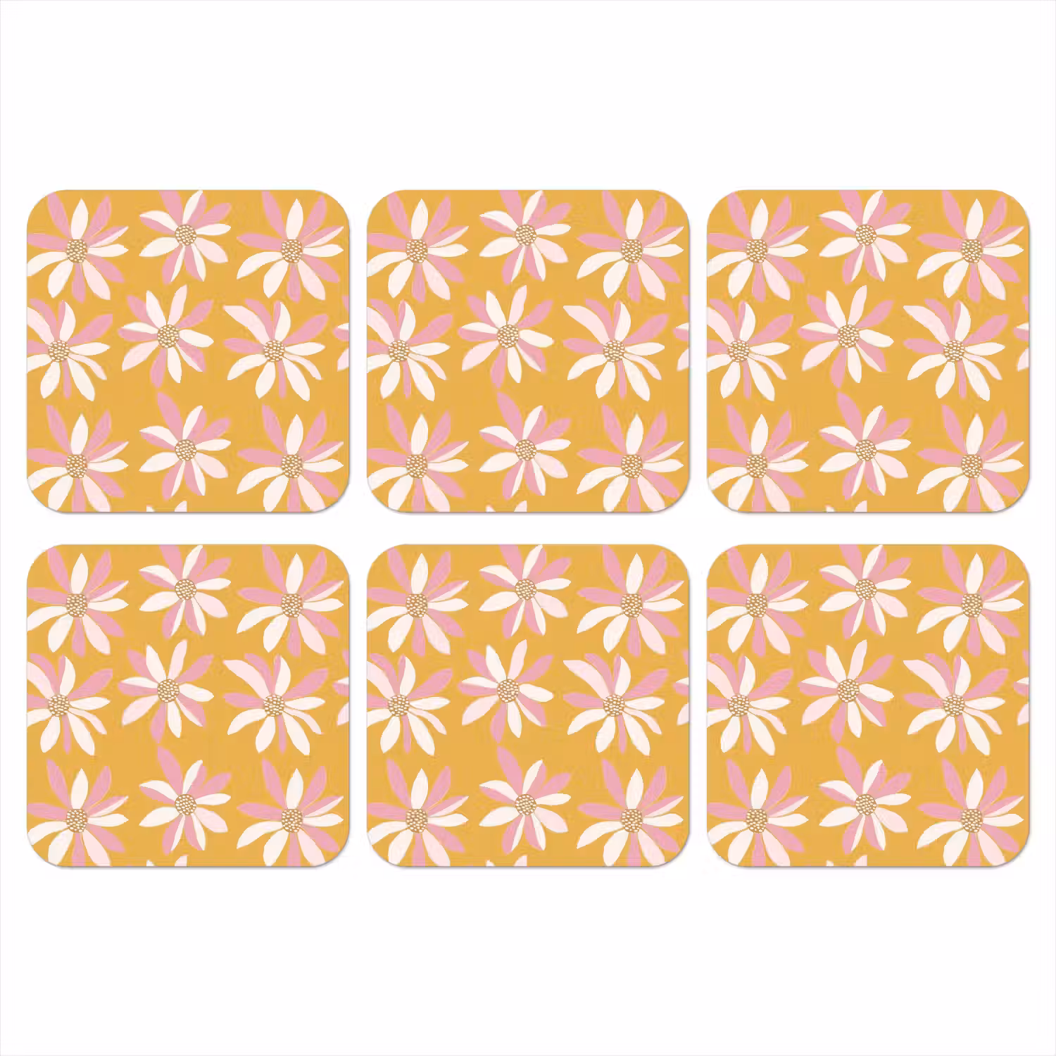 Bloemen - Modern - Geel onderzetter kurk middel 366 -3d